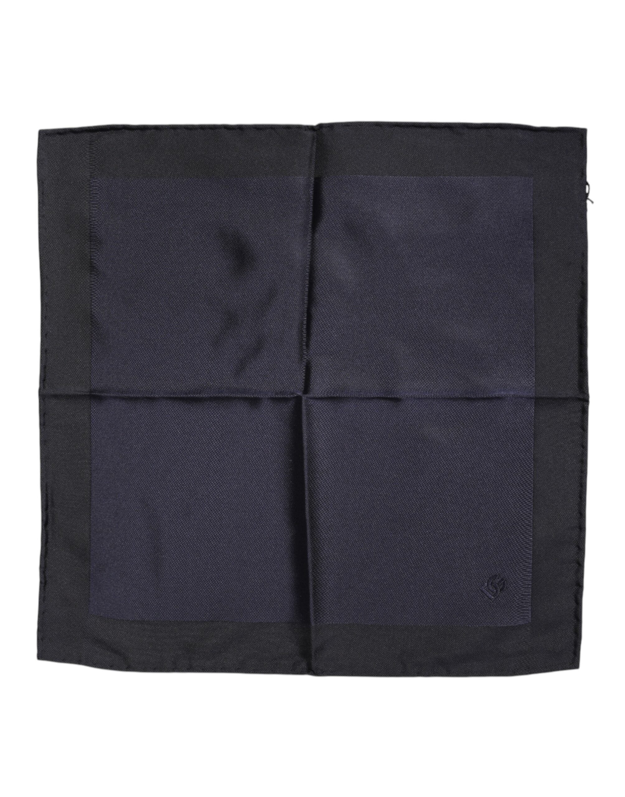 Dark Blue Silk Square Men Foulard Scarf - ventzia