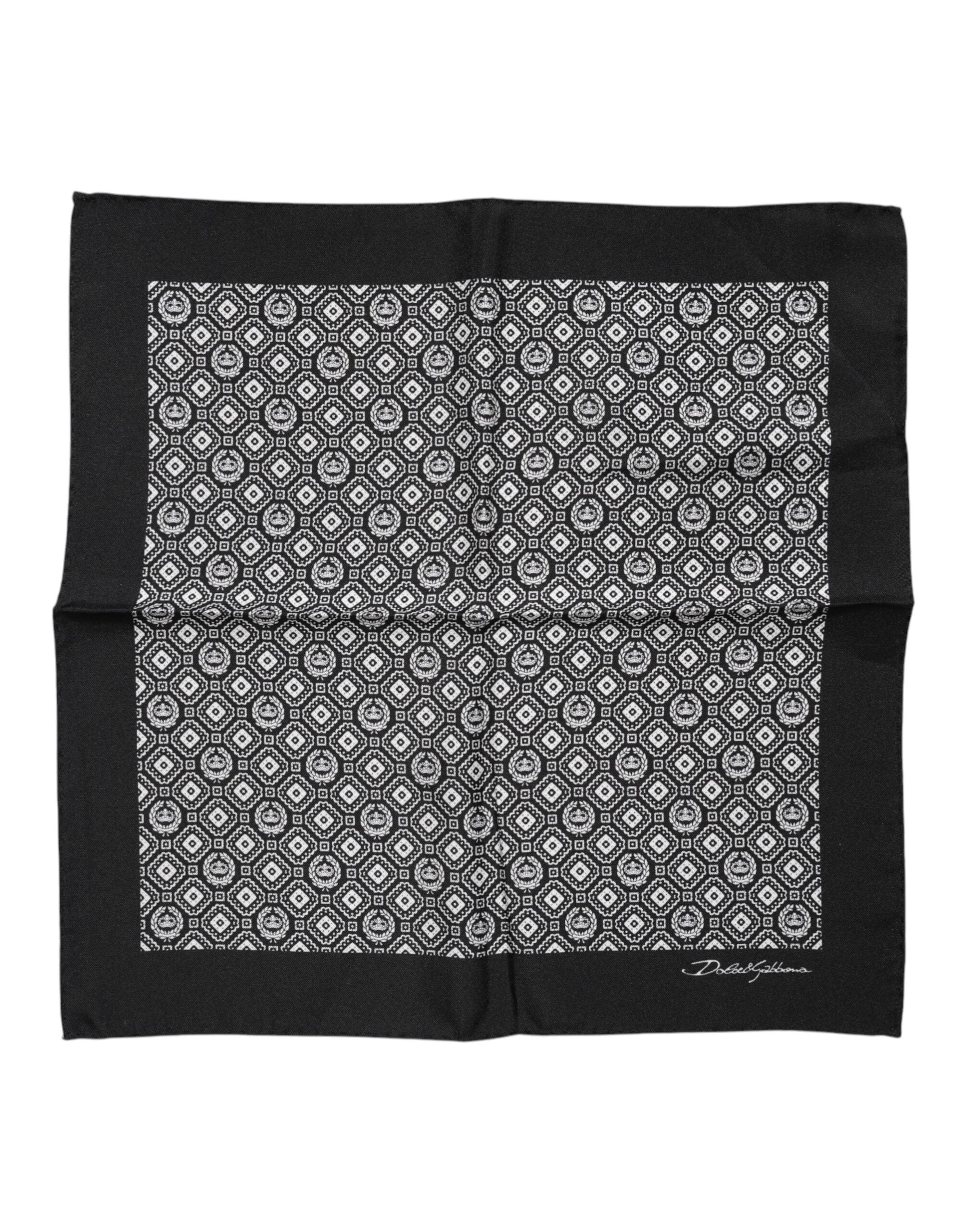 Black White Patterned Square Foulard Scarf - ventzia