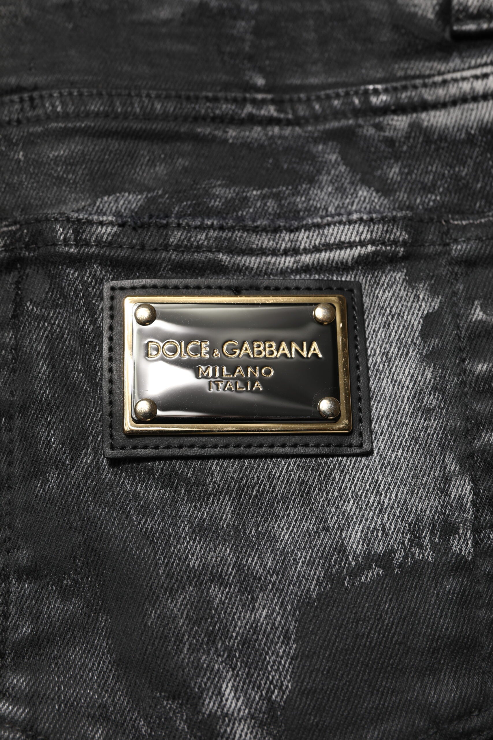 Black Washed Embellished Skinny Denim Jeans - ventzia