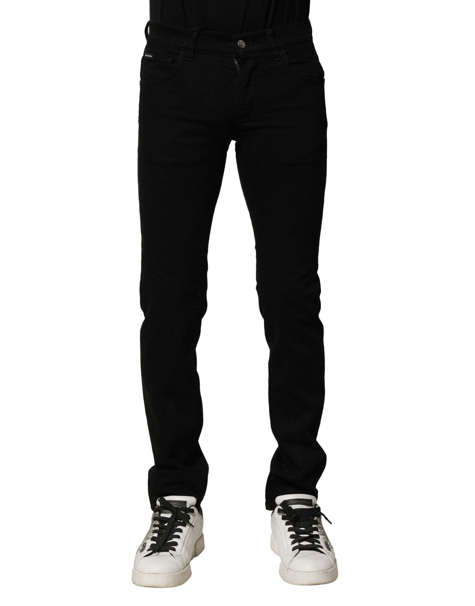 Black Cotton Stretch Skinny Men Denim Jeans - ventzia
