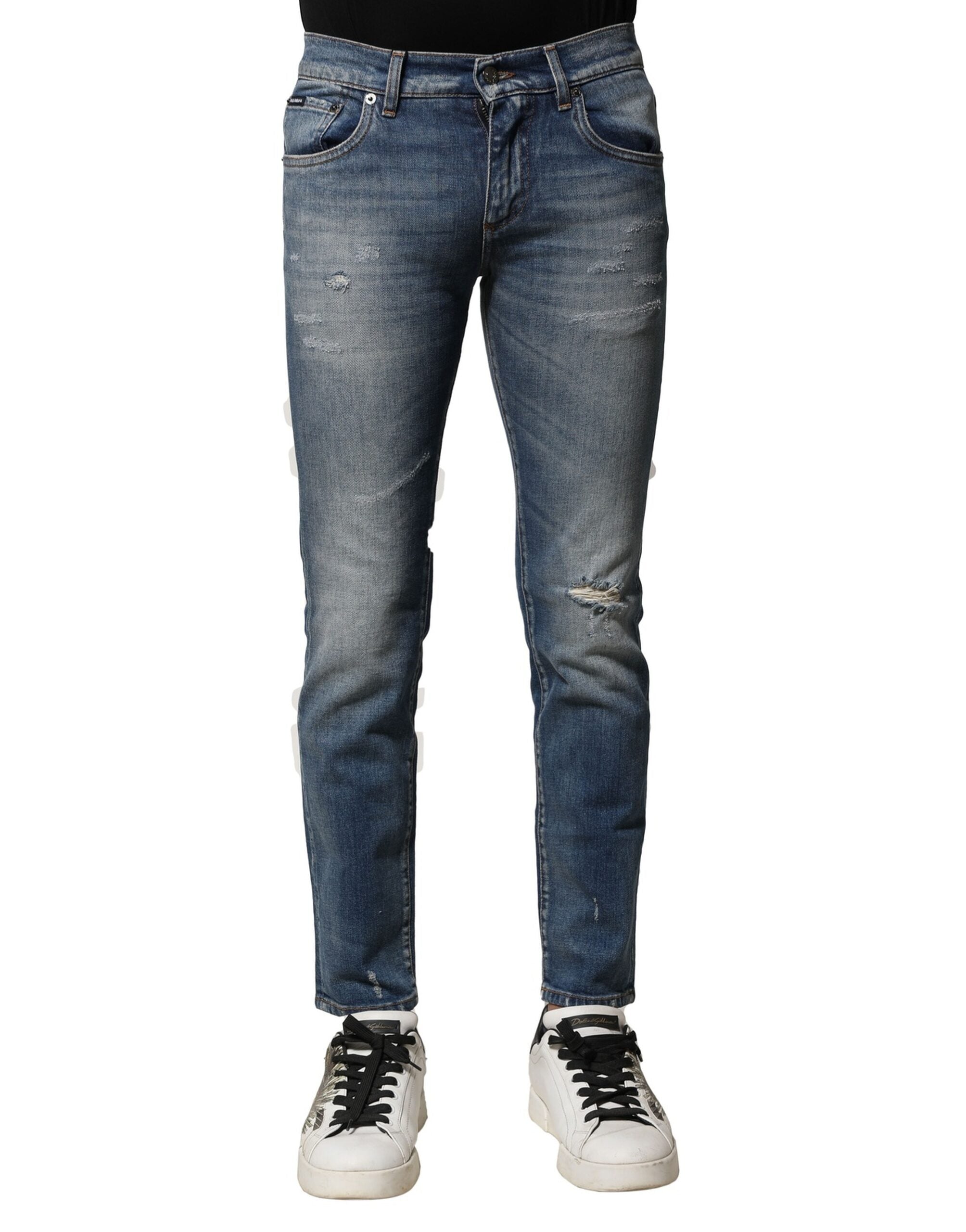 Blue Washed Cotton Slim Fit Men Denim Jeans - ventzia