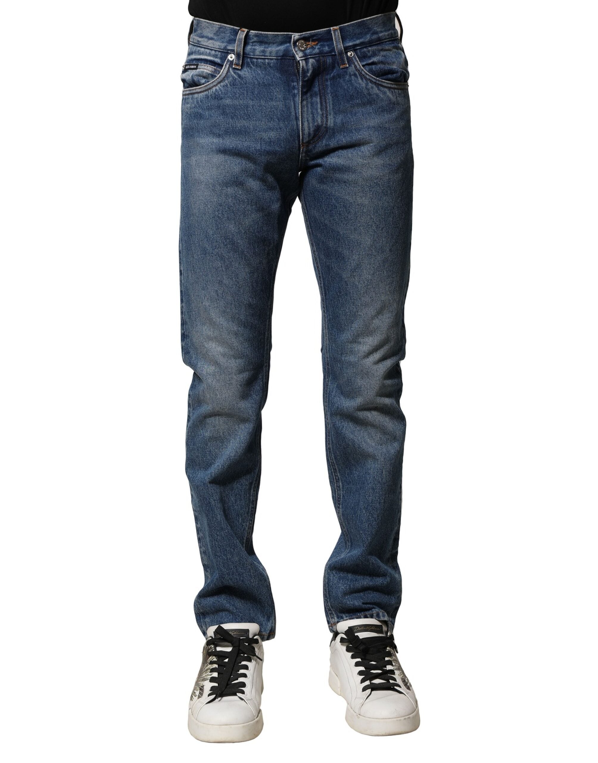 Blue Cotton Stretch Slim Fit Men Denim Jeans - ventzia