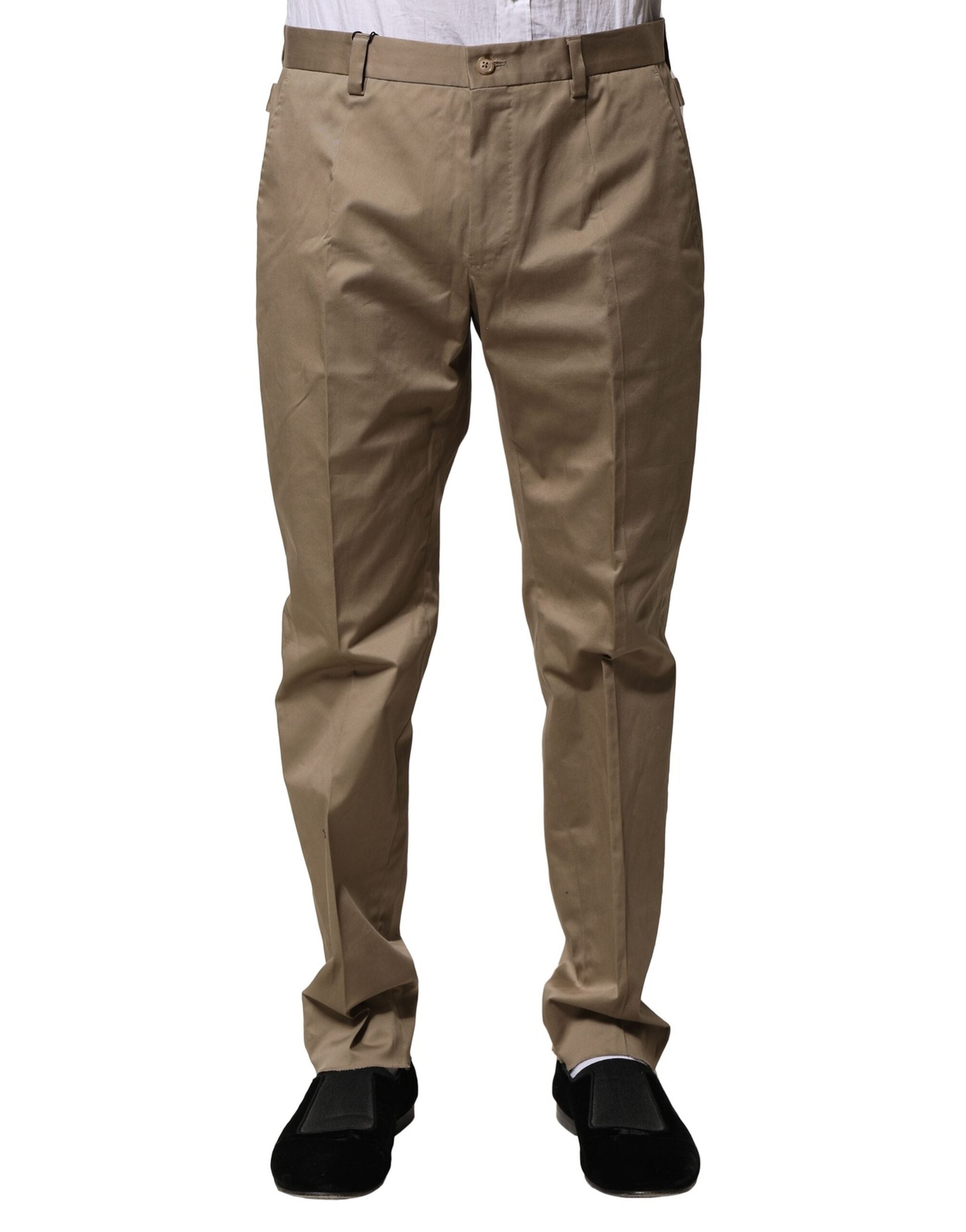 Brown Cotton Tapered Men Formal Pants - ventzia