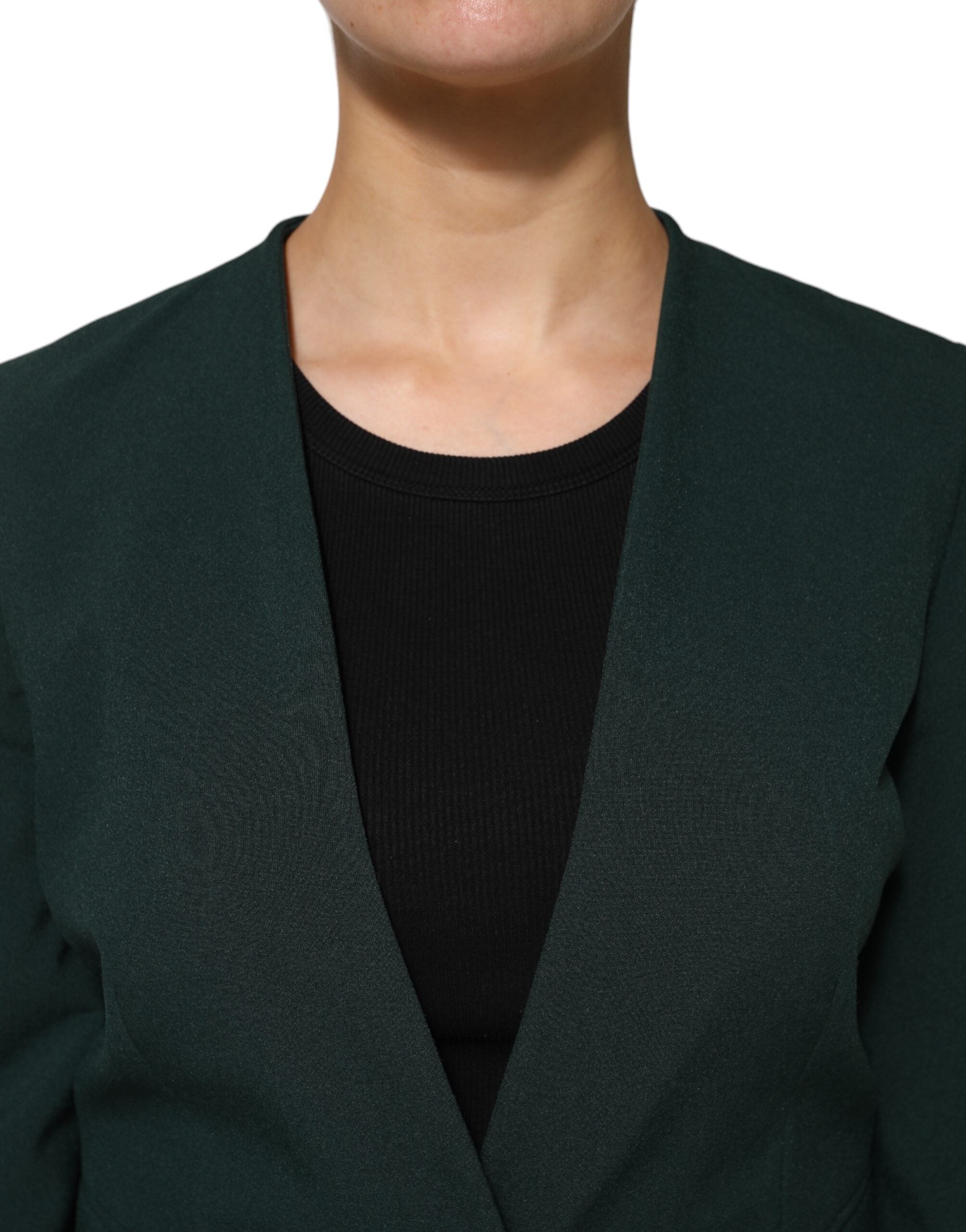 Green Single Breasted One Button Coat Jacket - ventzia