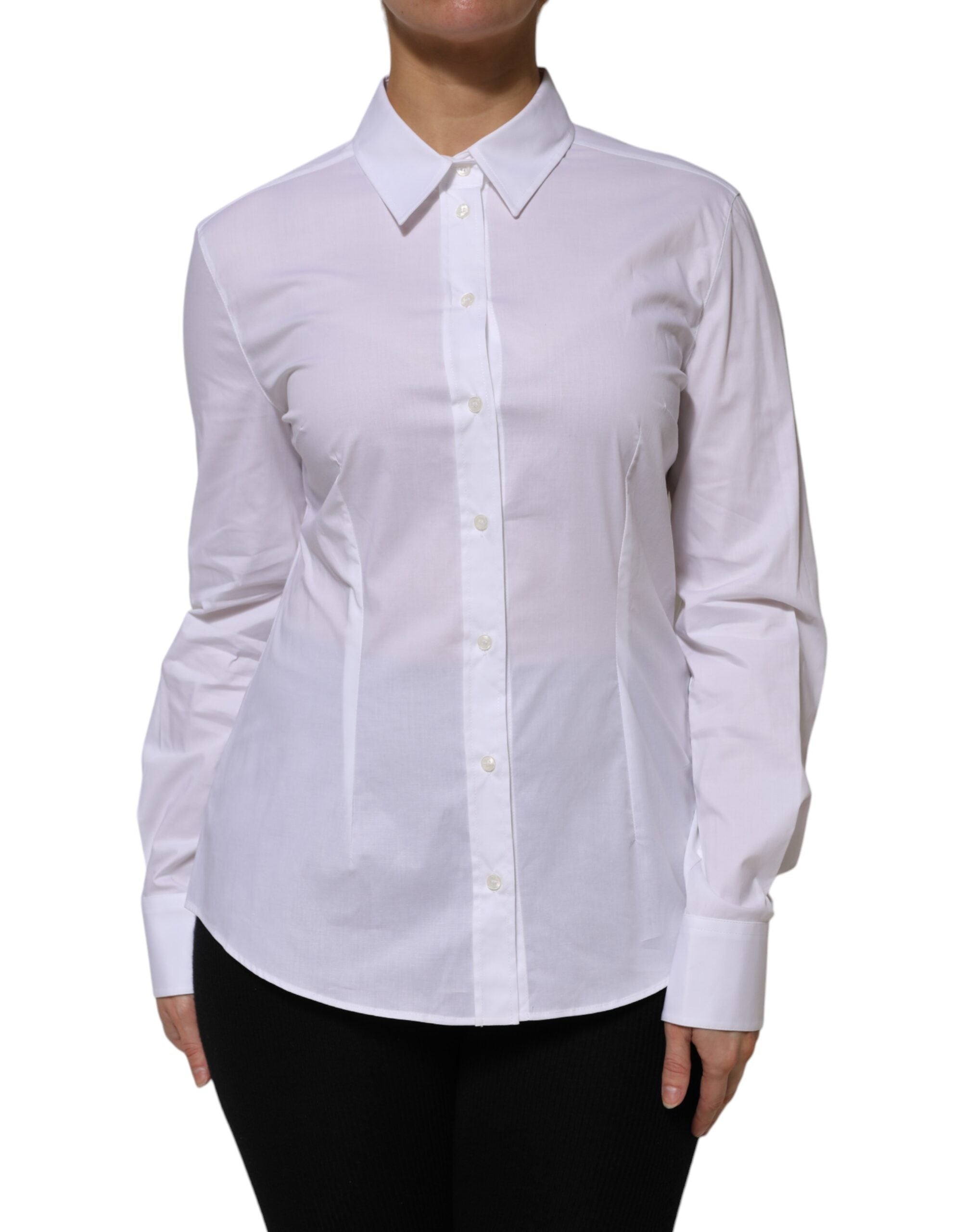 White Cotton Collared Long Sleeves Shirt Top - ventzia