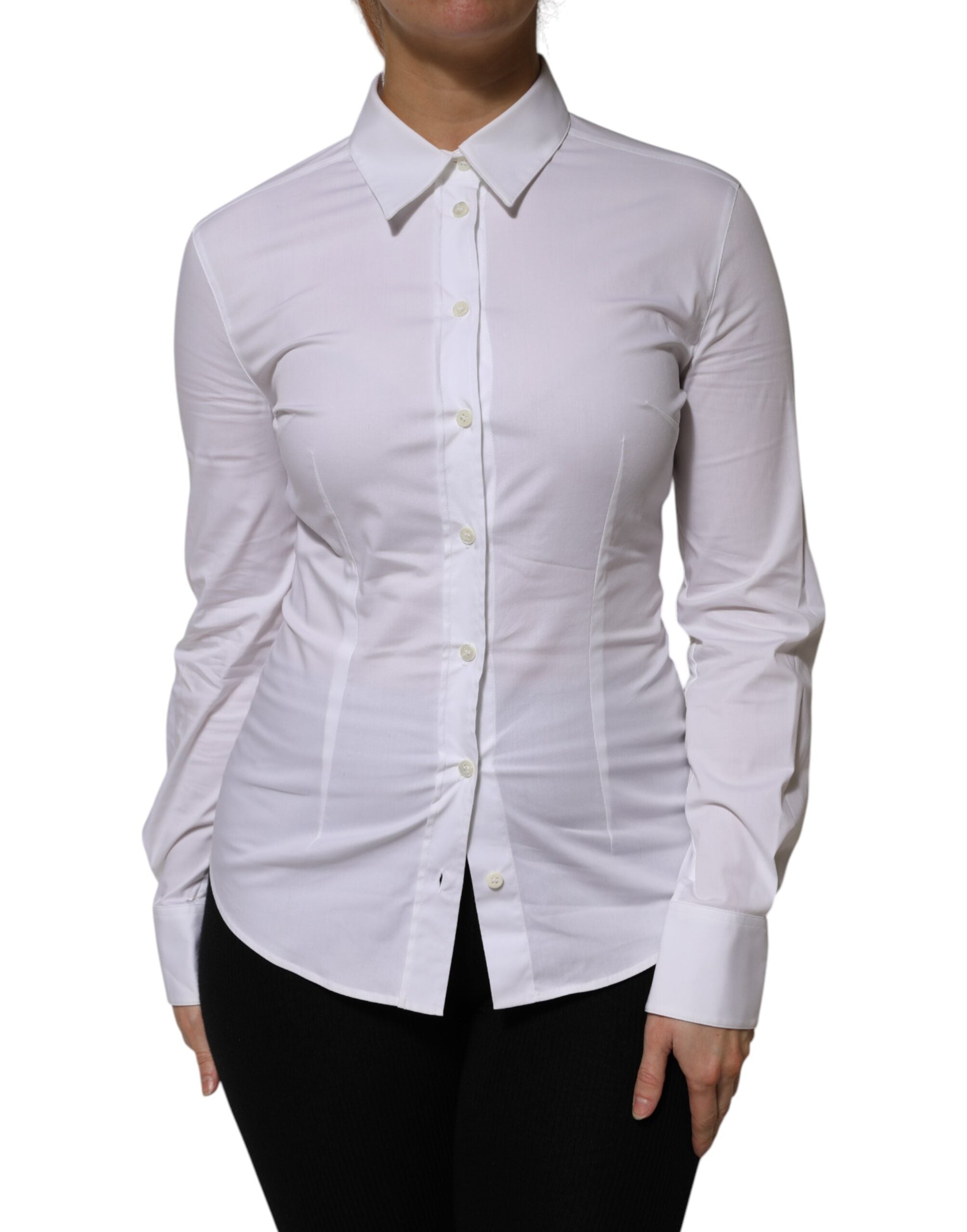 White Cotton Collared Long Sleeves Shirt Top - ventzia