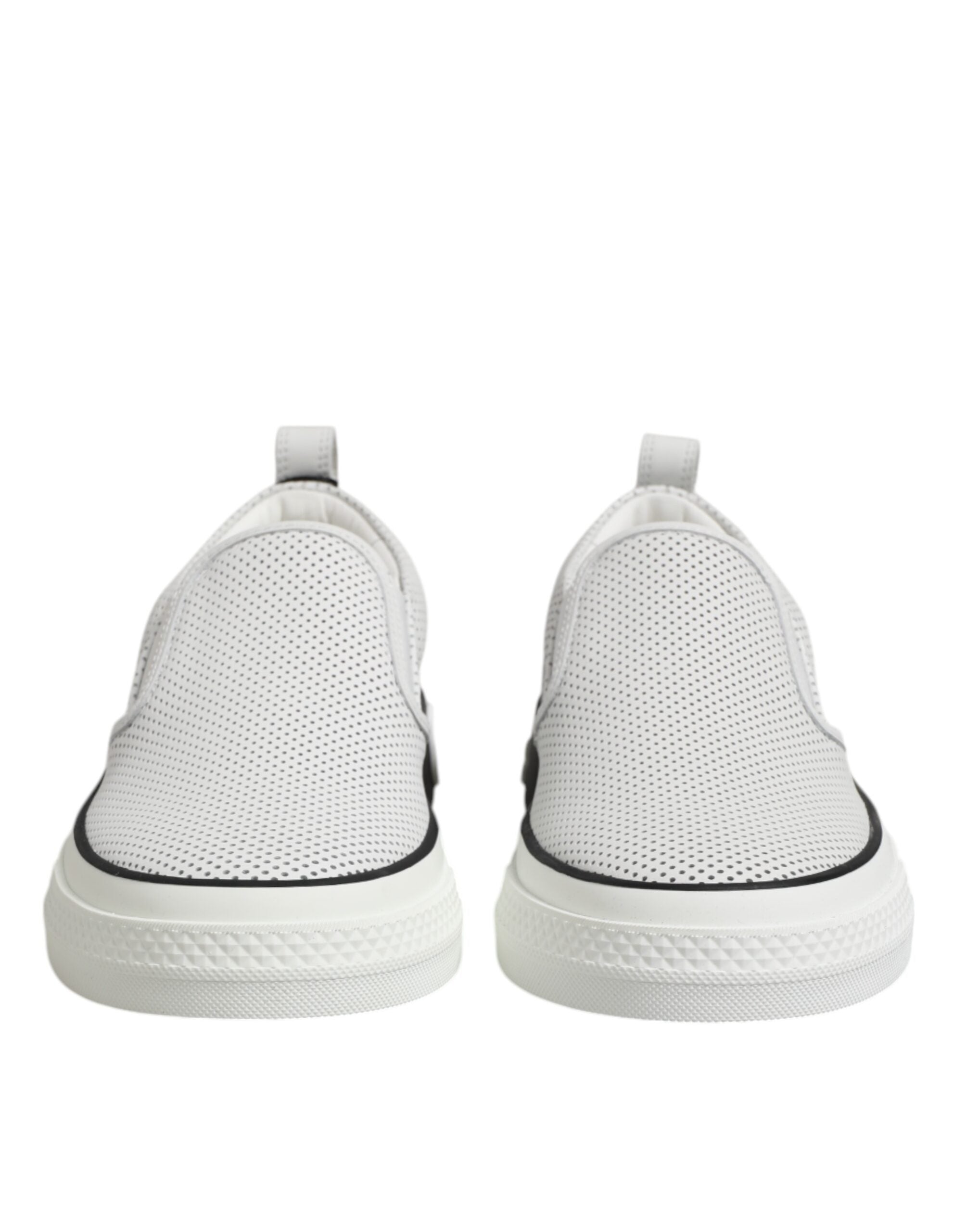 White Dotted Leather Slip On Men Sneakers Shoes - ventzia