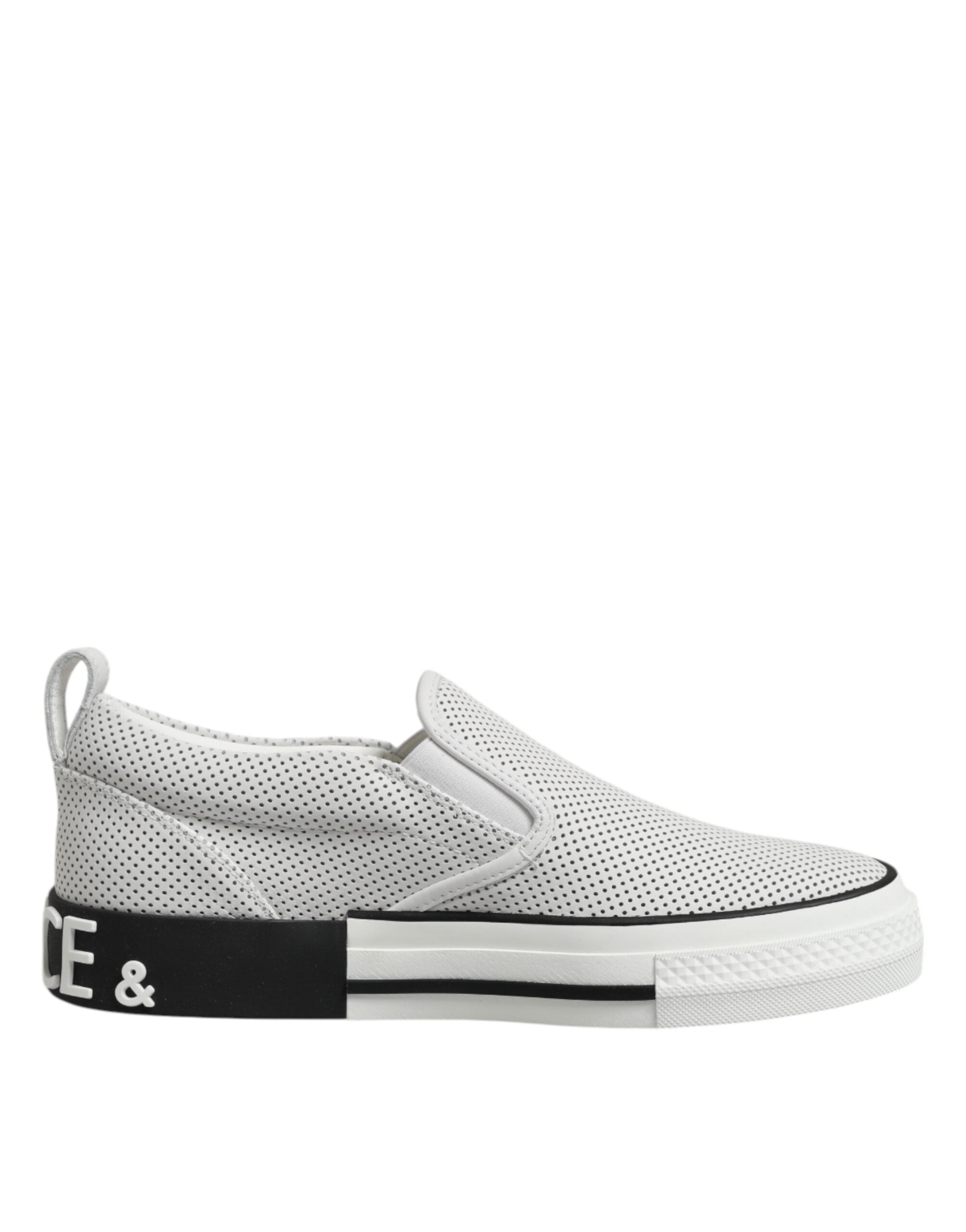 White Dotted Leather Slip On Men Sneakers Shoes - ventzia