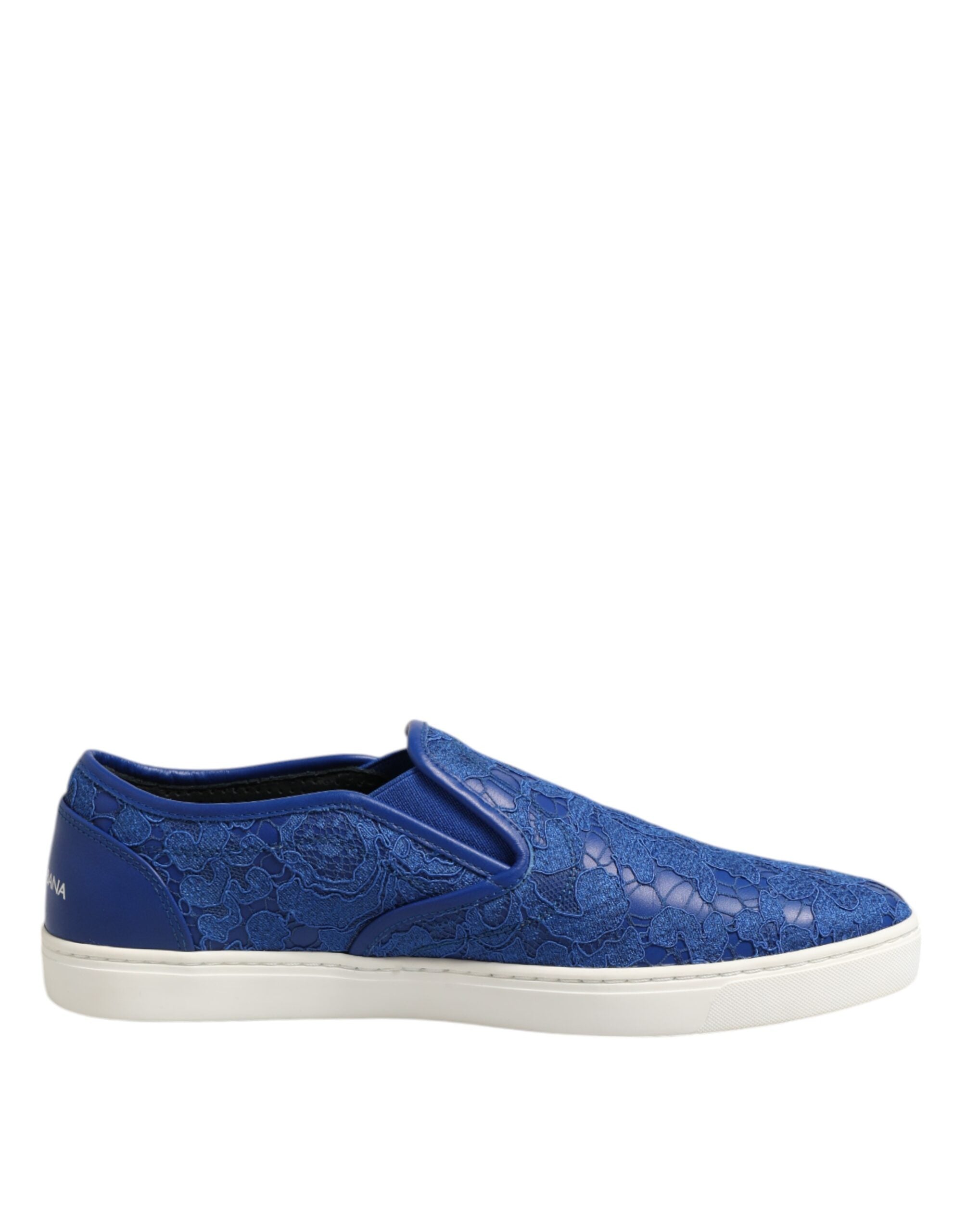 Blue Leather Lace Slip On Sneaker Shoes - ventzia