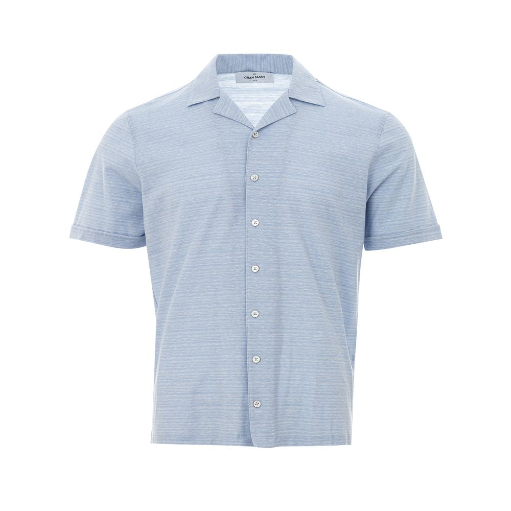 Blue Linen And Cotton Shortsleeve - ventzia