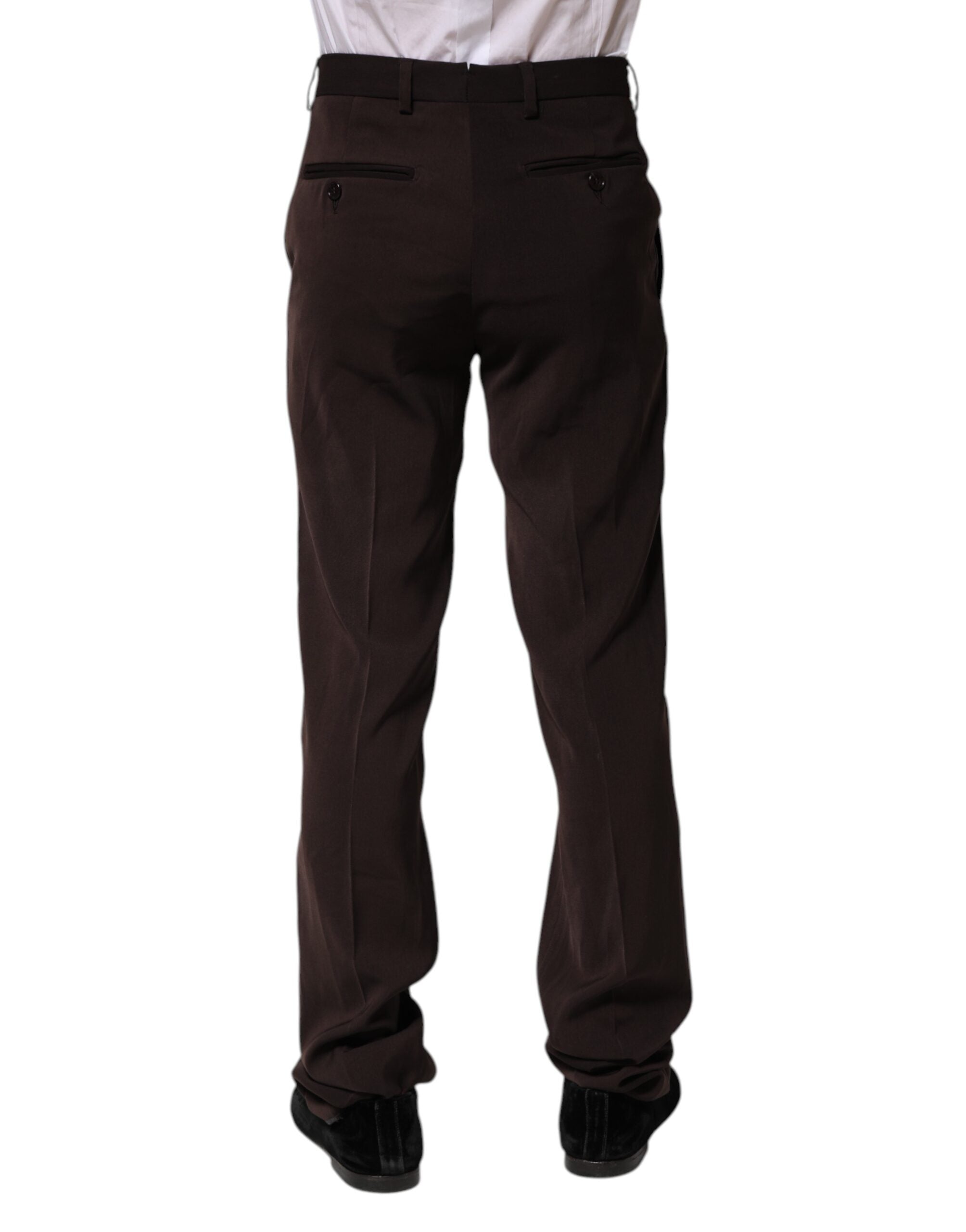 Dark Brown Mid Waist Dress Formal Pants - ventzia