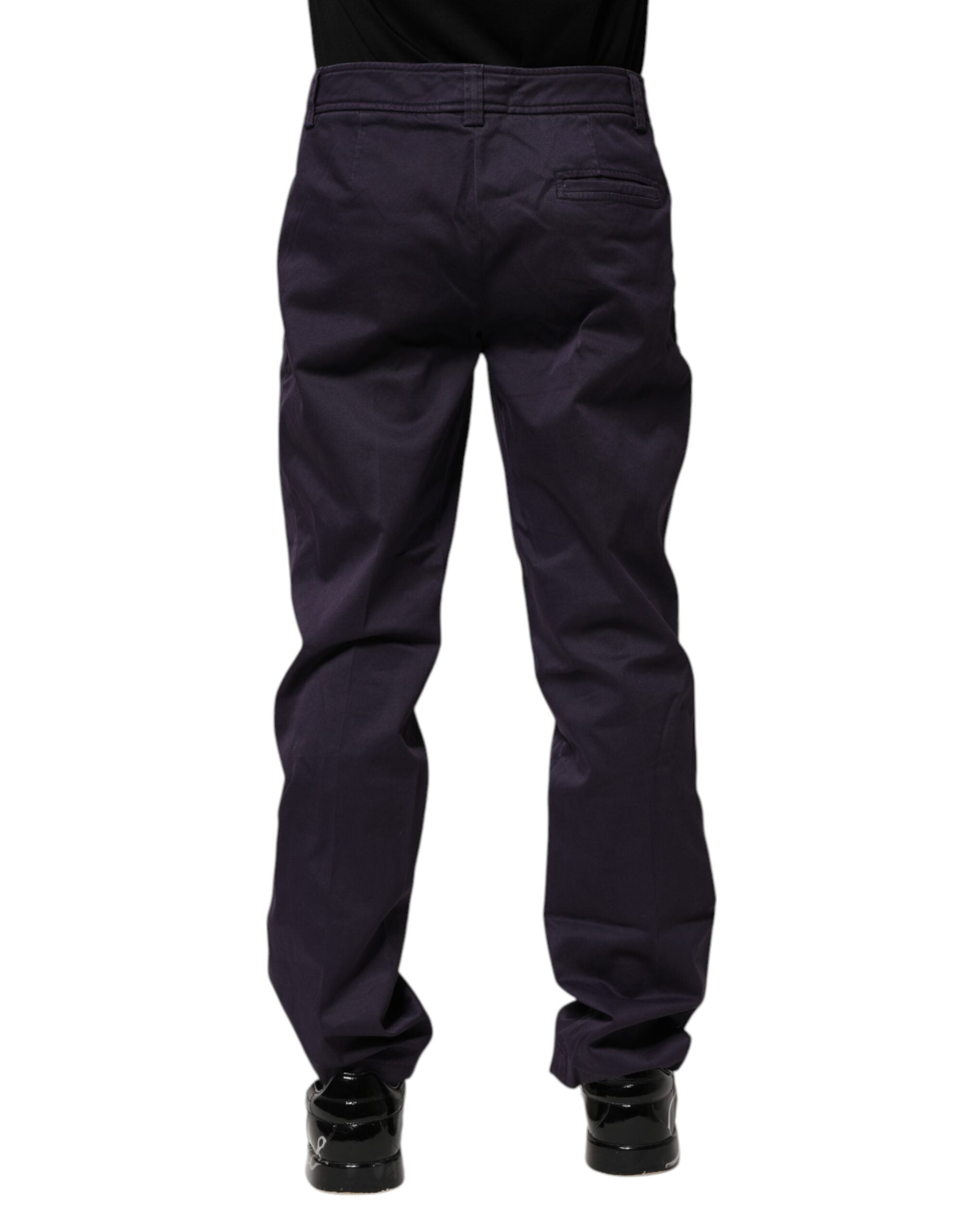 Dark Purple Mid Waist Casual Straight Pants - ventzia