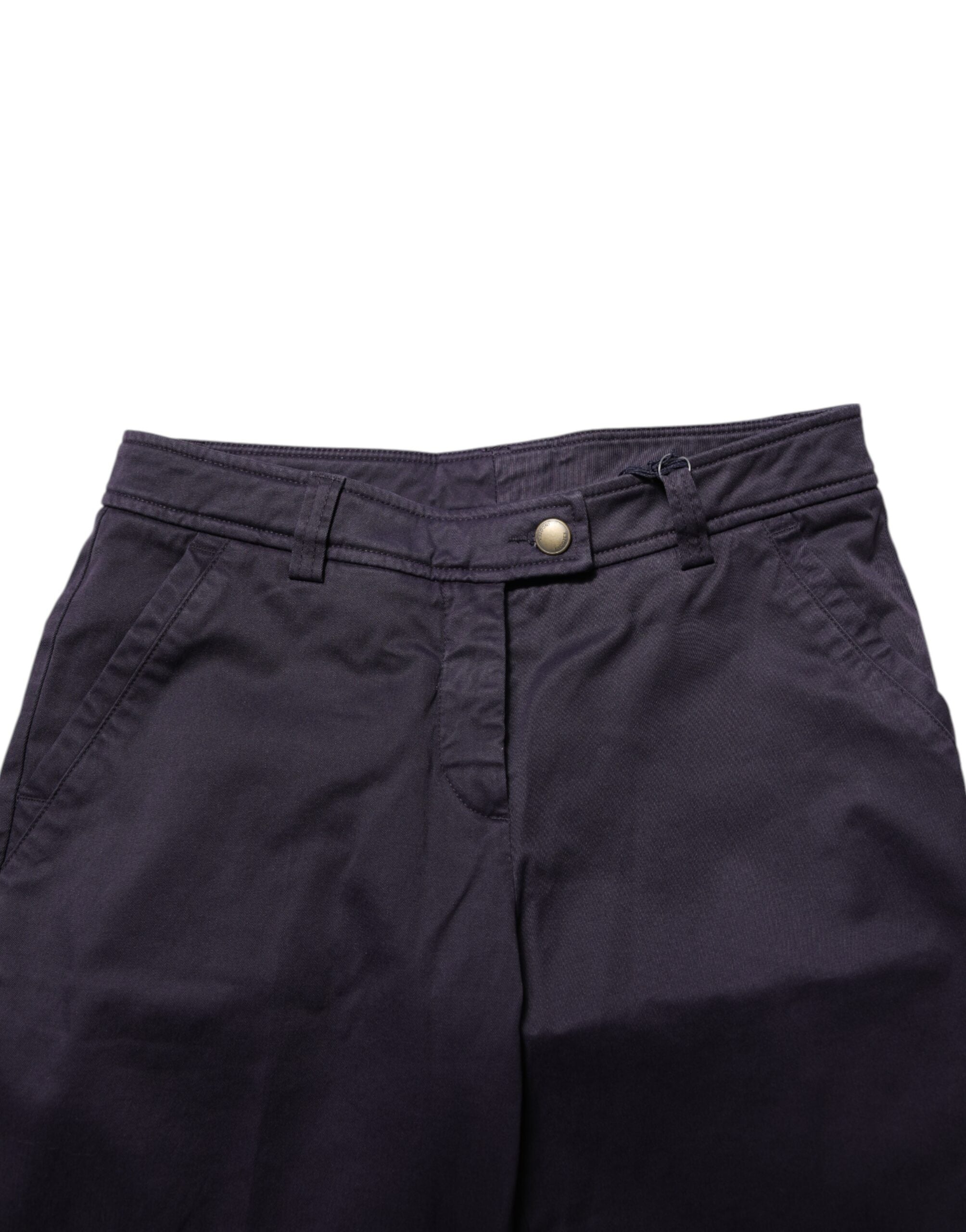 Dark Purple Mid Waist Casual Straight Pants - ventzia