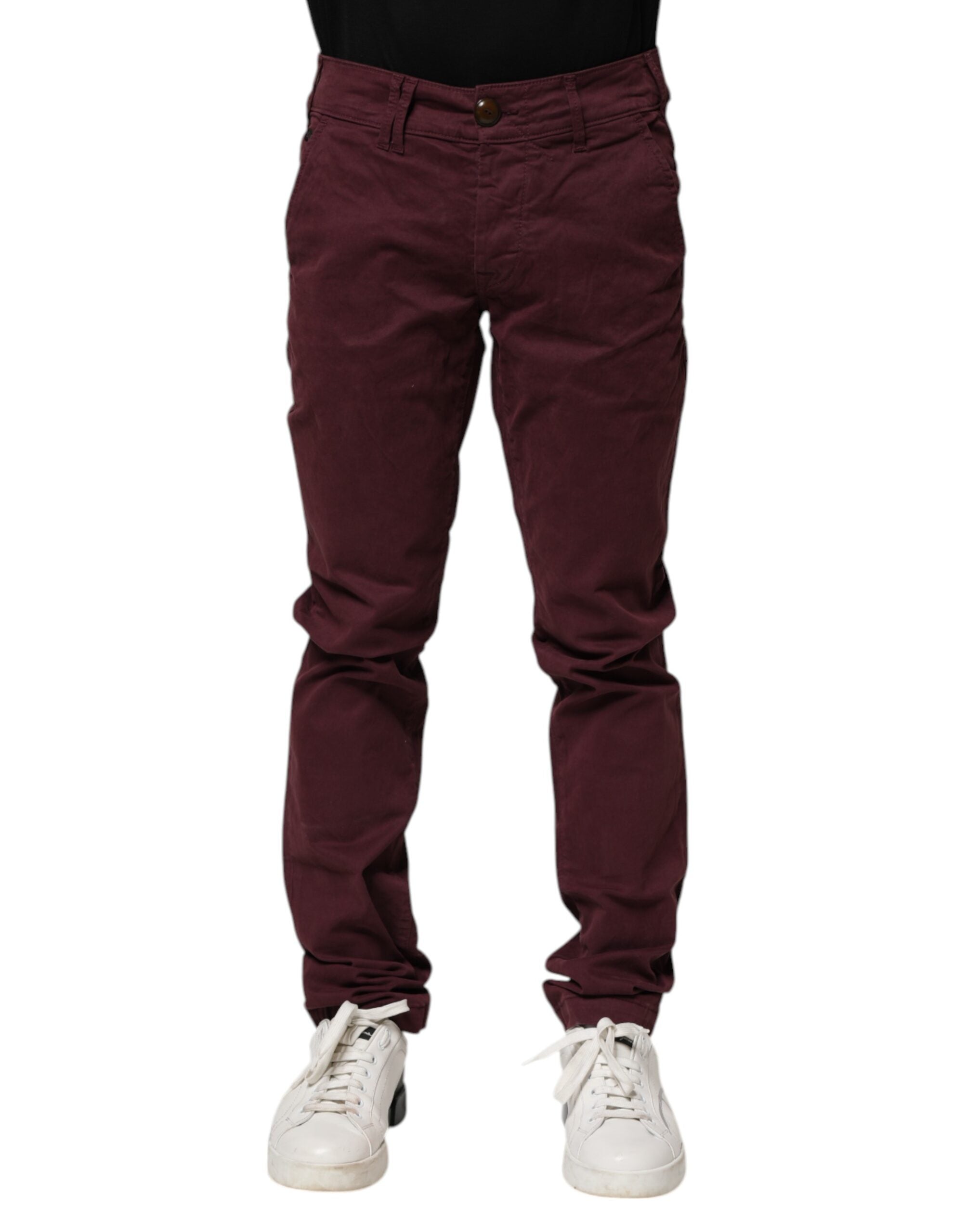 Maroon Cotton Stretch Skinny Fit Men Denim Jeans - ventzia