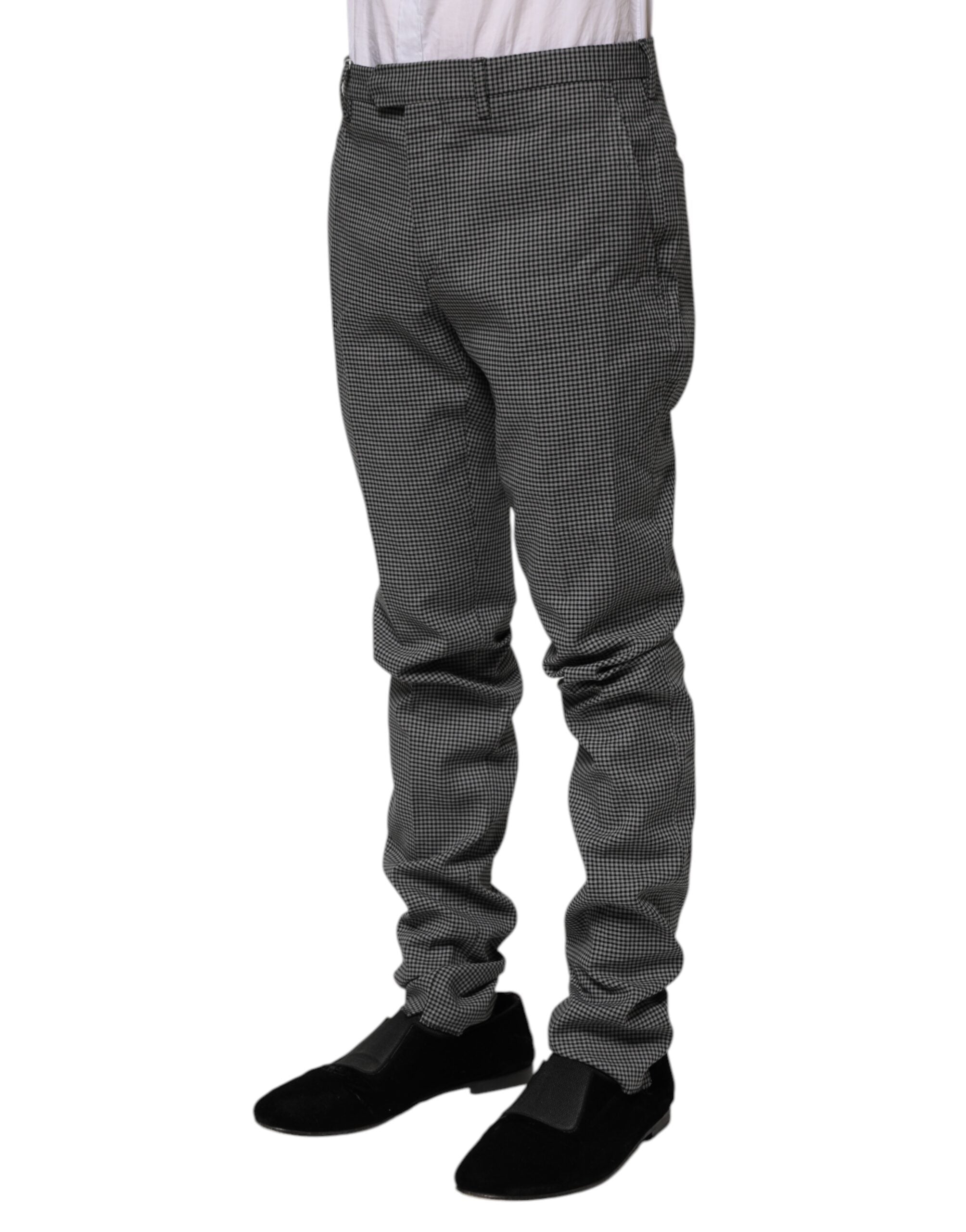 Black White Checkered Tapered Dress Pants - ventzia