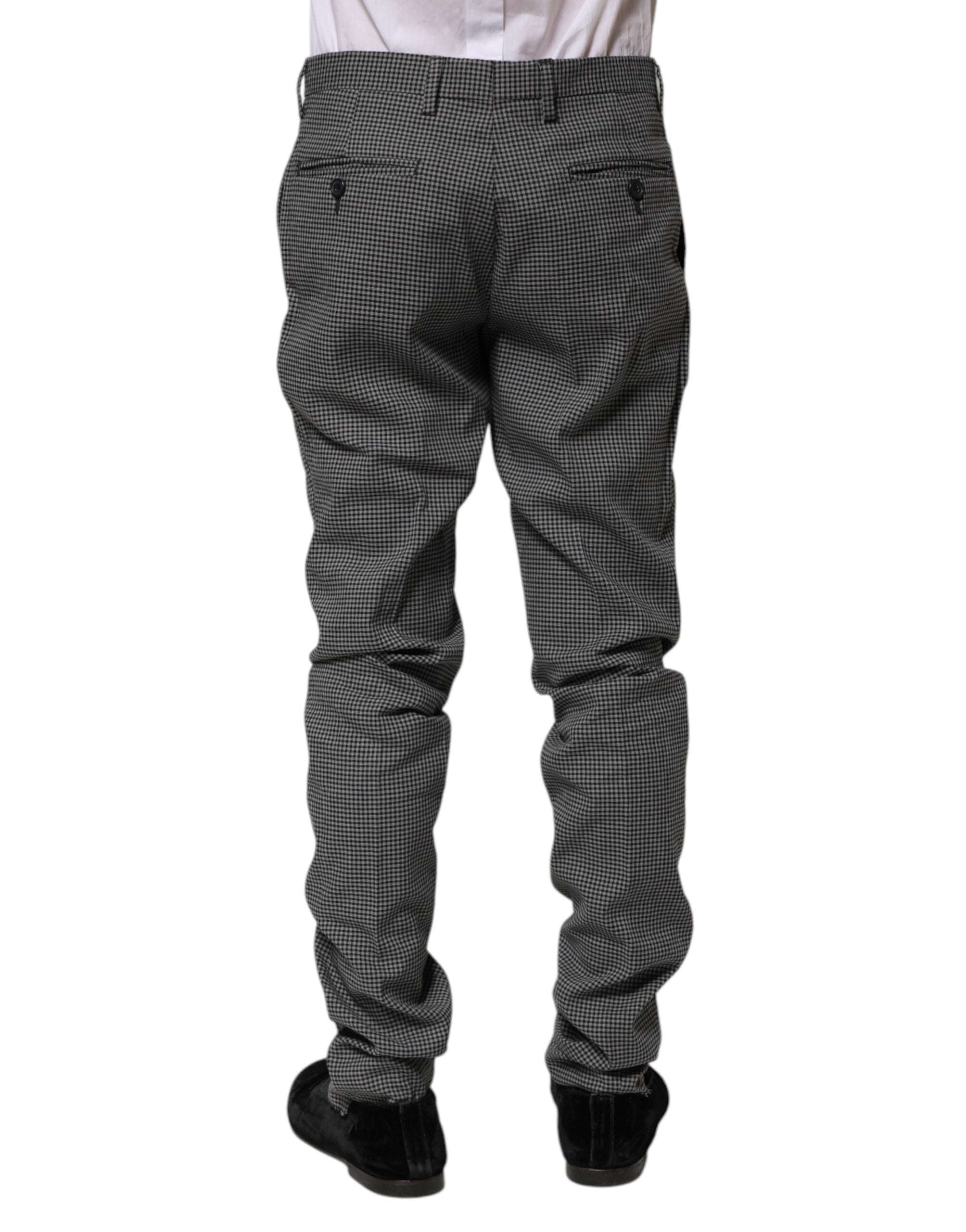 Black White Checkered Tapered Dress Pants - ventzia