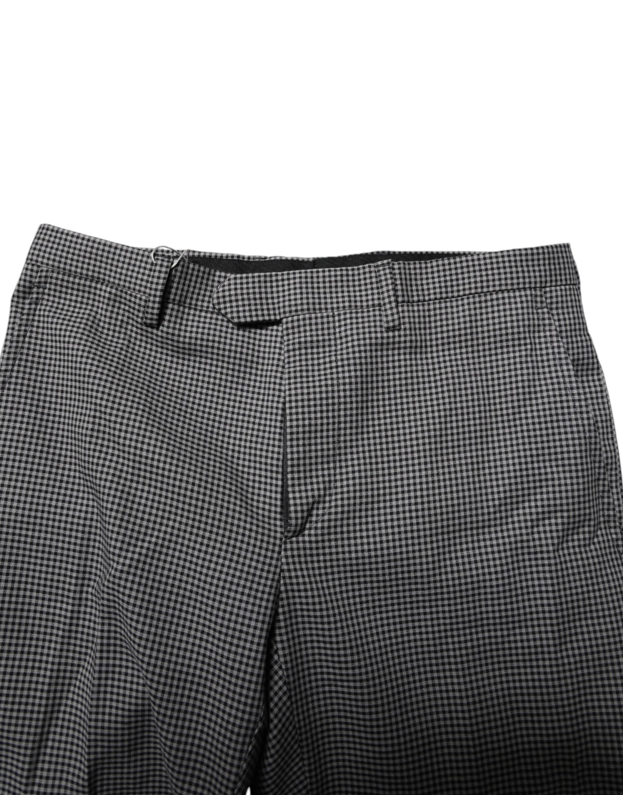 Black White Checkered Tapered Dress Pants - ventzia