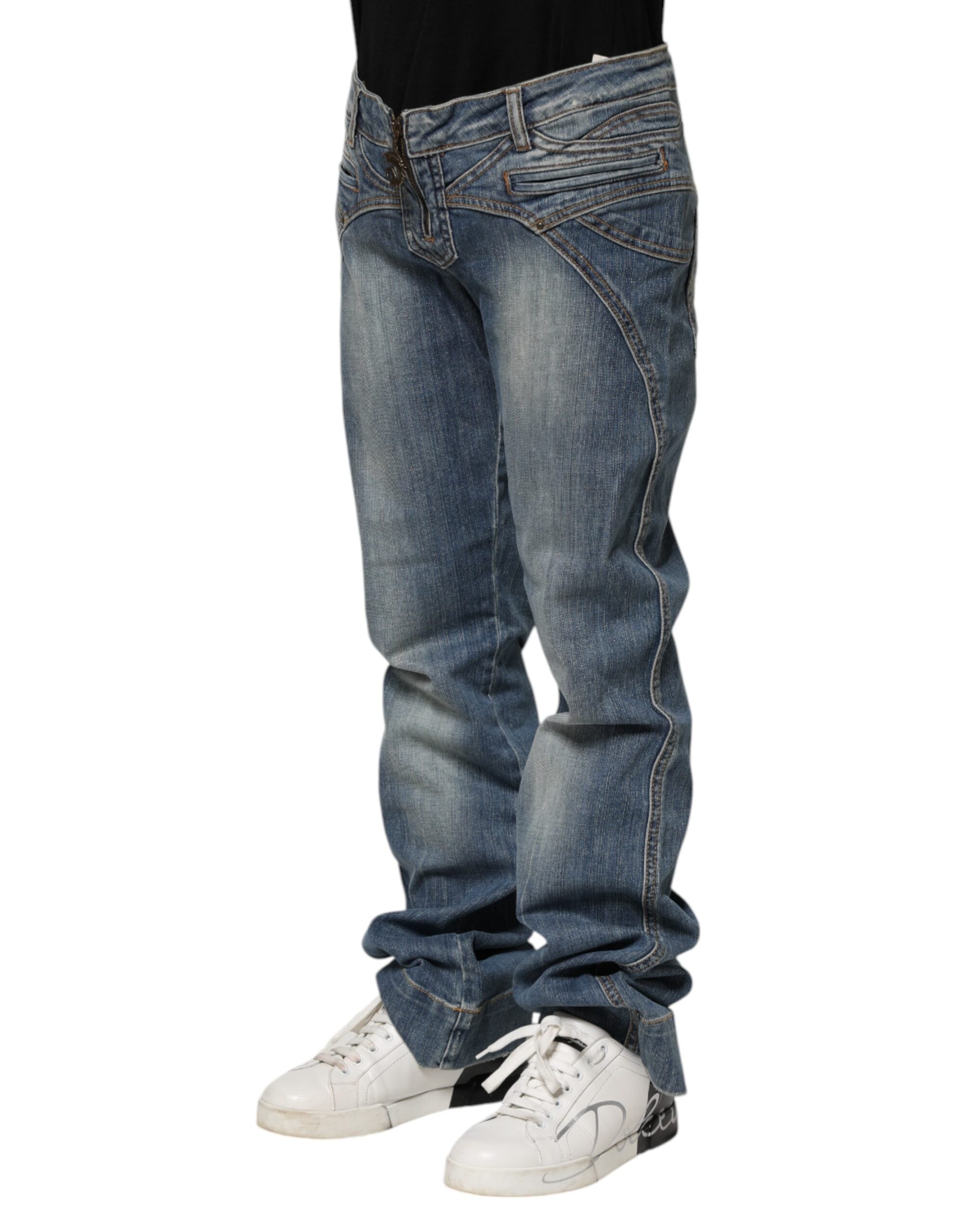 Blue Washed Straight Fit Men Denim Jeans - ventzia