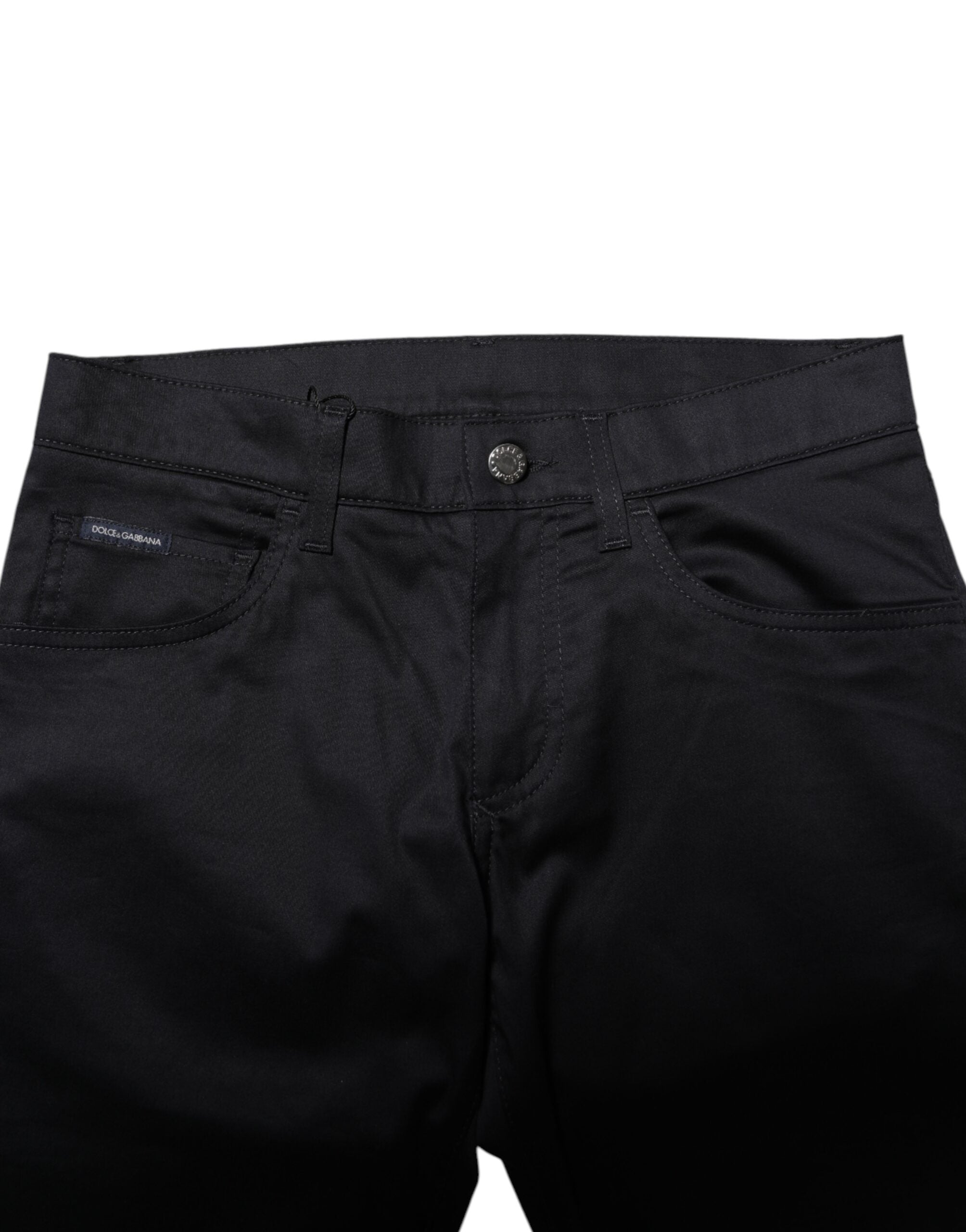 Black Cotton Skinny Mid Waist Pants - ventzia