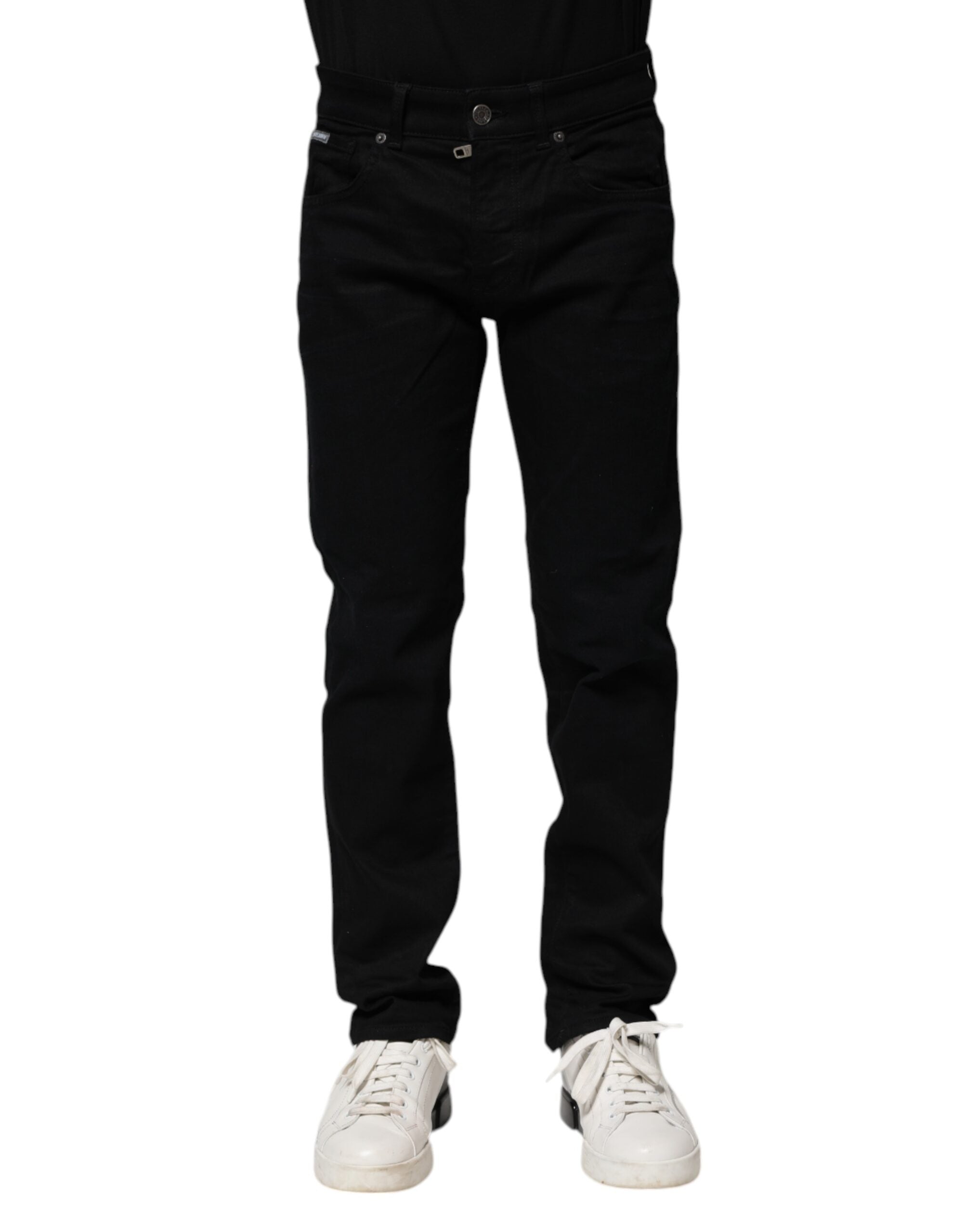 Black Cotton Skinny Denim Jeans - ventzia