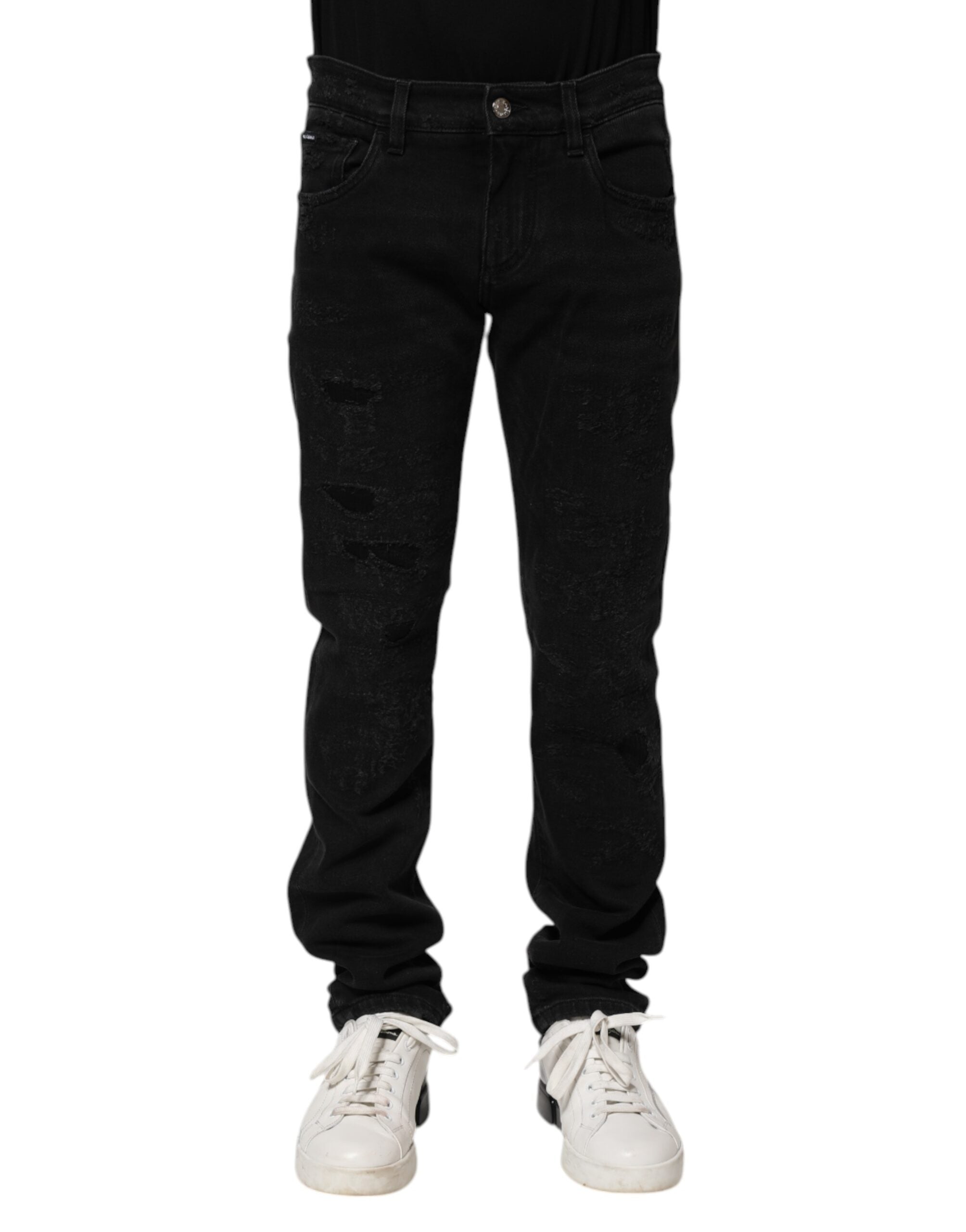 Black Cotton Skinny Men Denim Jeans - ventzia