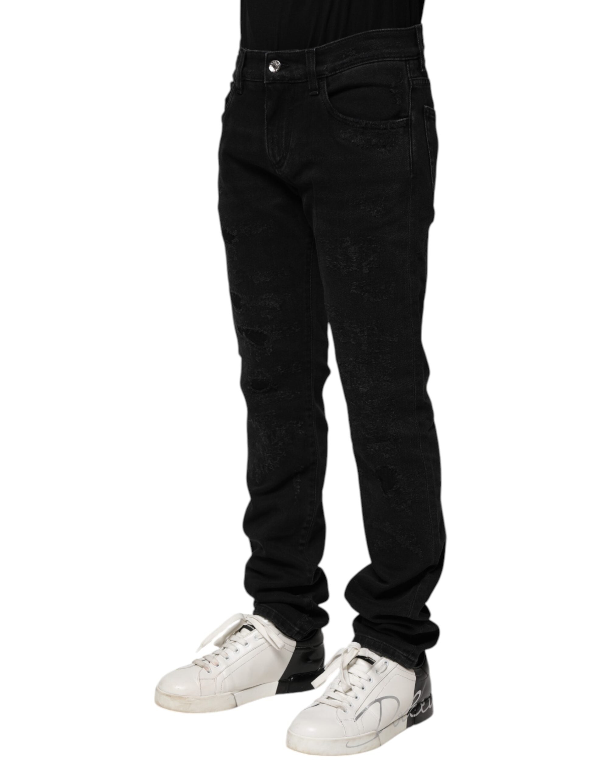 Black Cotton Skinny Men Denim Jeans - ventzia