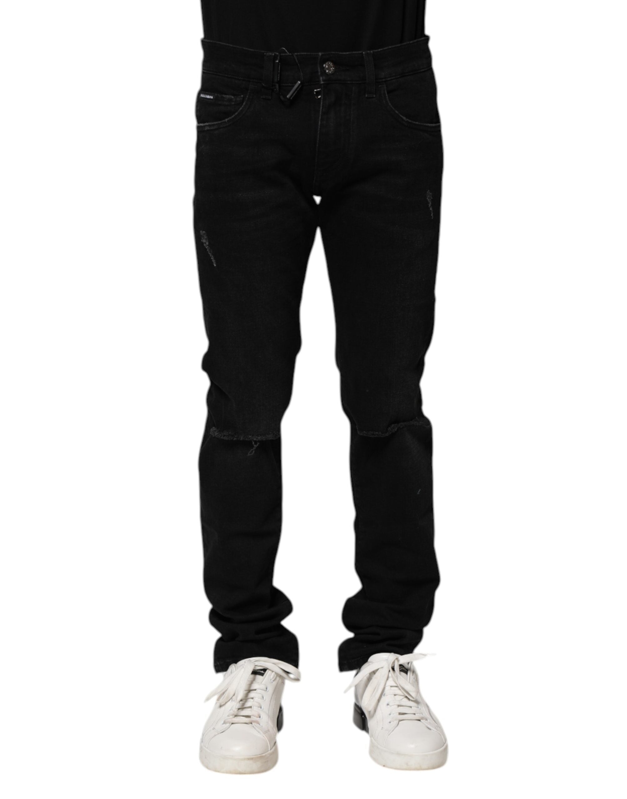 Black Cotton Skinny Men Denim Jeans - ventzia