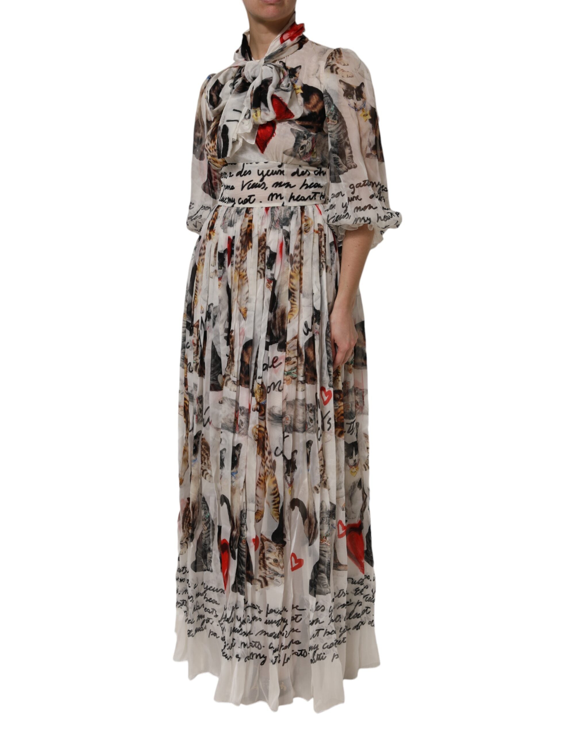 Multicolor Animal Print Silk Ascot Maxi Dress - ventzia