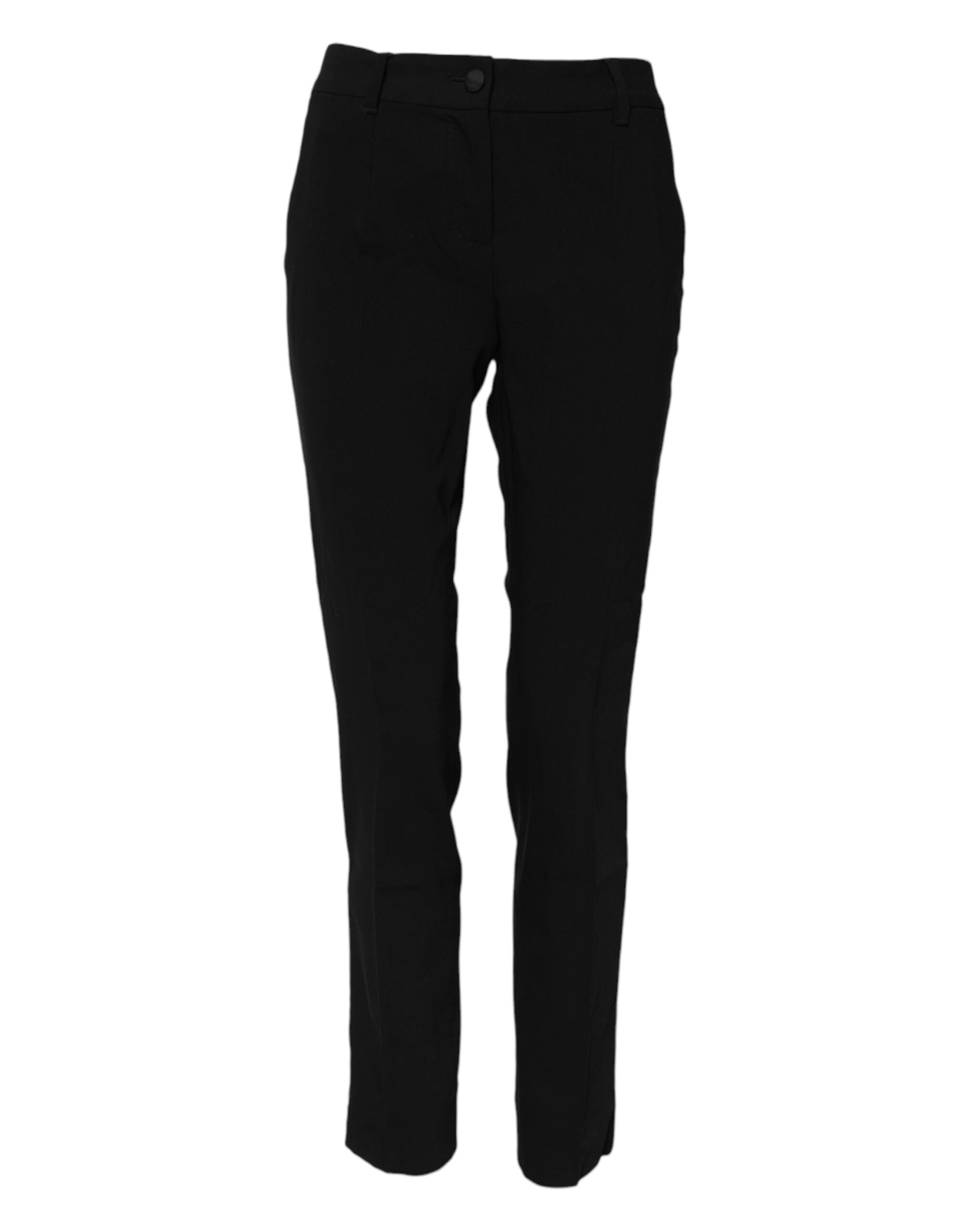 Black Wool Mid Waisted Tapered Dress Pants - ventzia