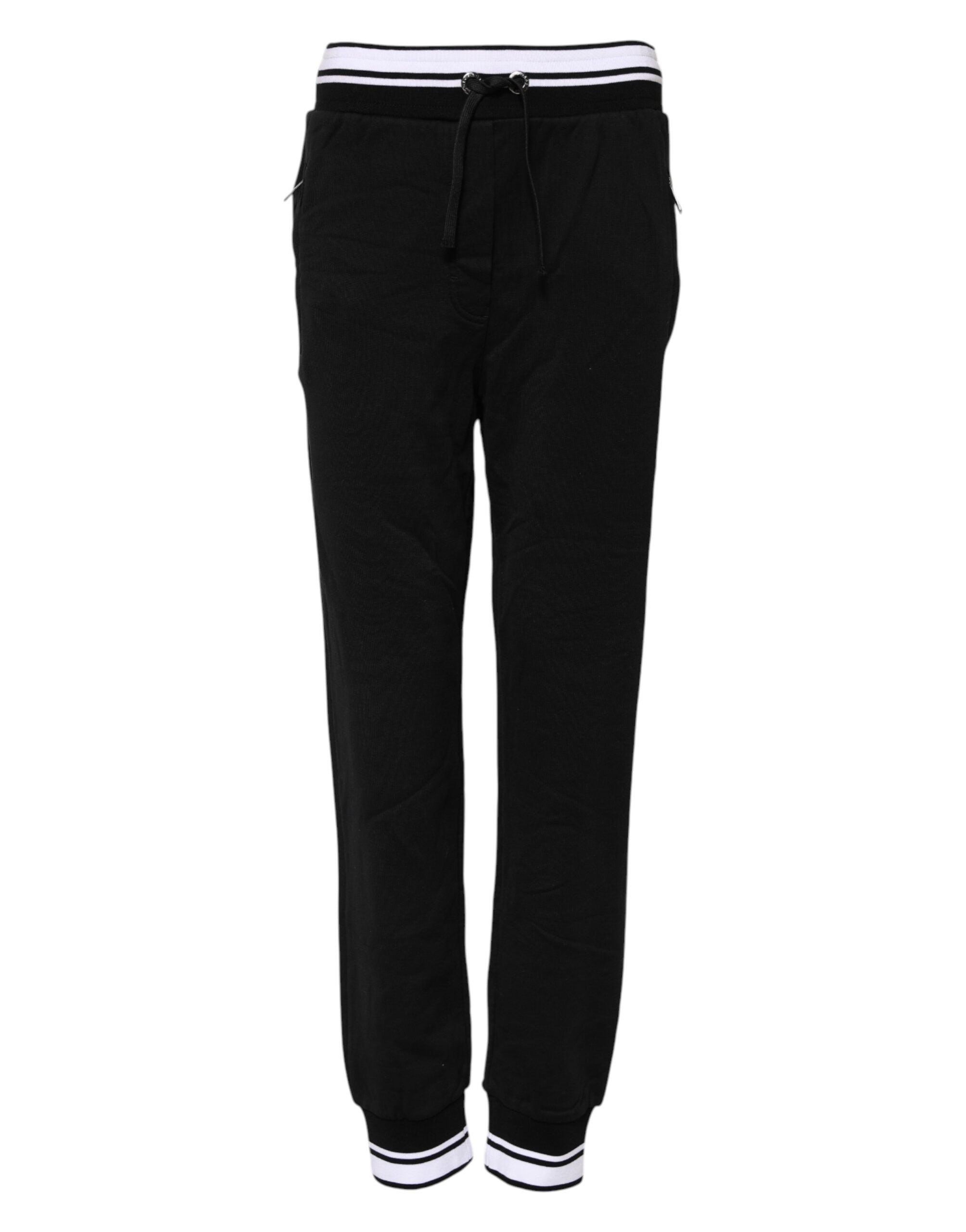 Black Cotton Mid Waist Jogger Pants - ventzia