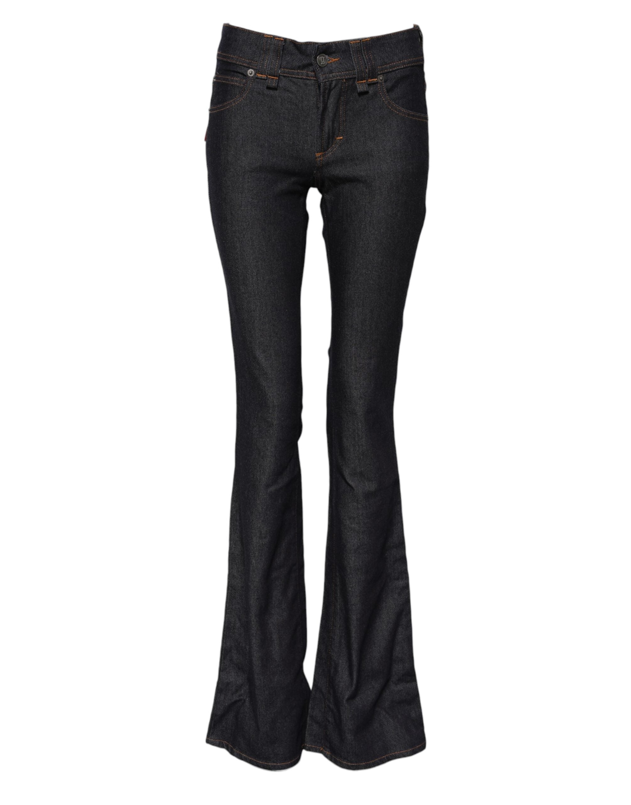Blue Mid Waist Cotton Wide Leg Denim Jeans - ventzia