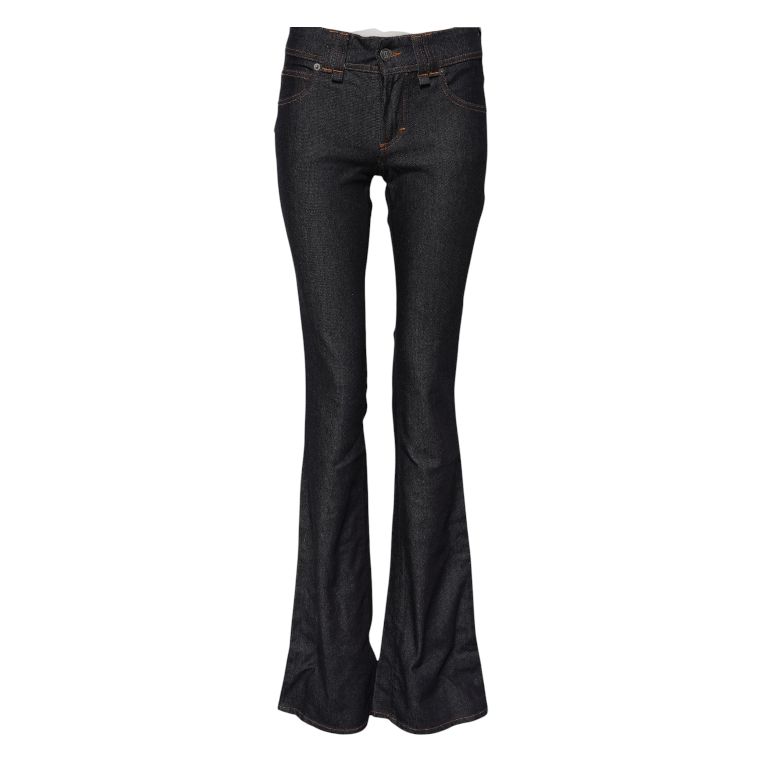 Blue Mid Waist Cotton Wide Leg Denim Jeans - ventzia