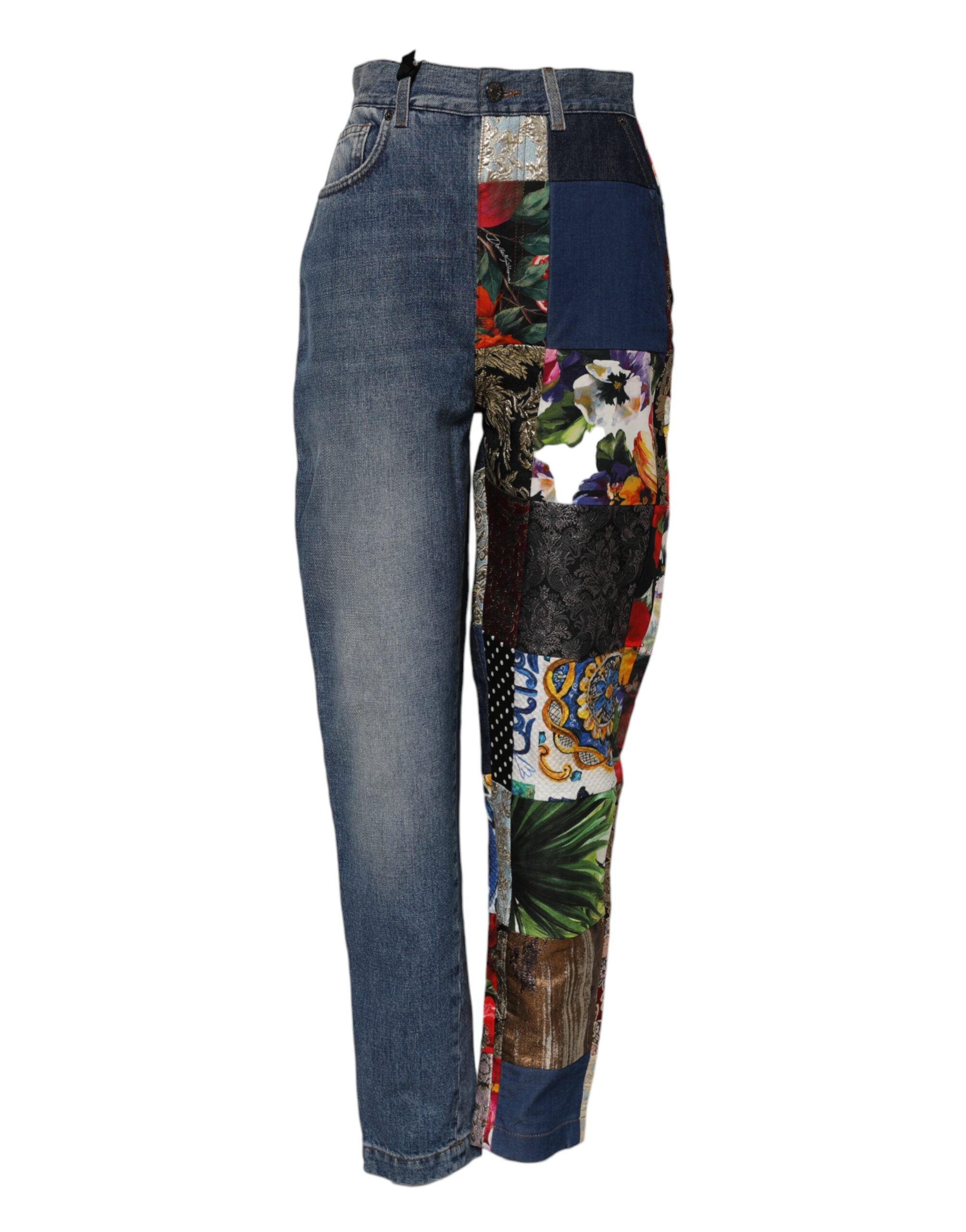 Blue AMBER Patchwork High Waist Denim Jeans - ventzia