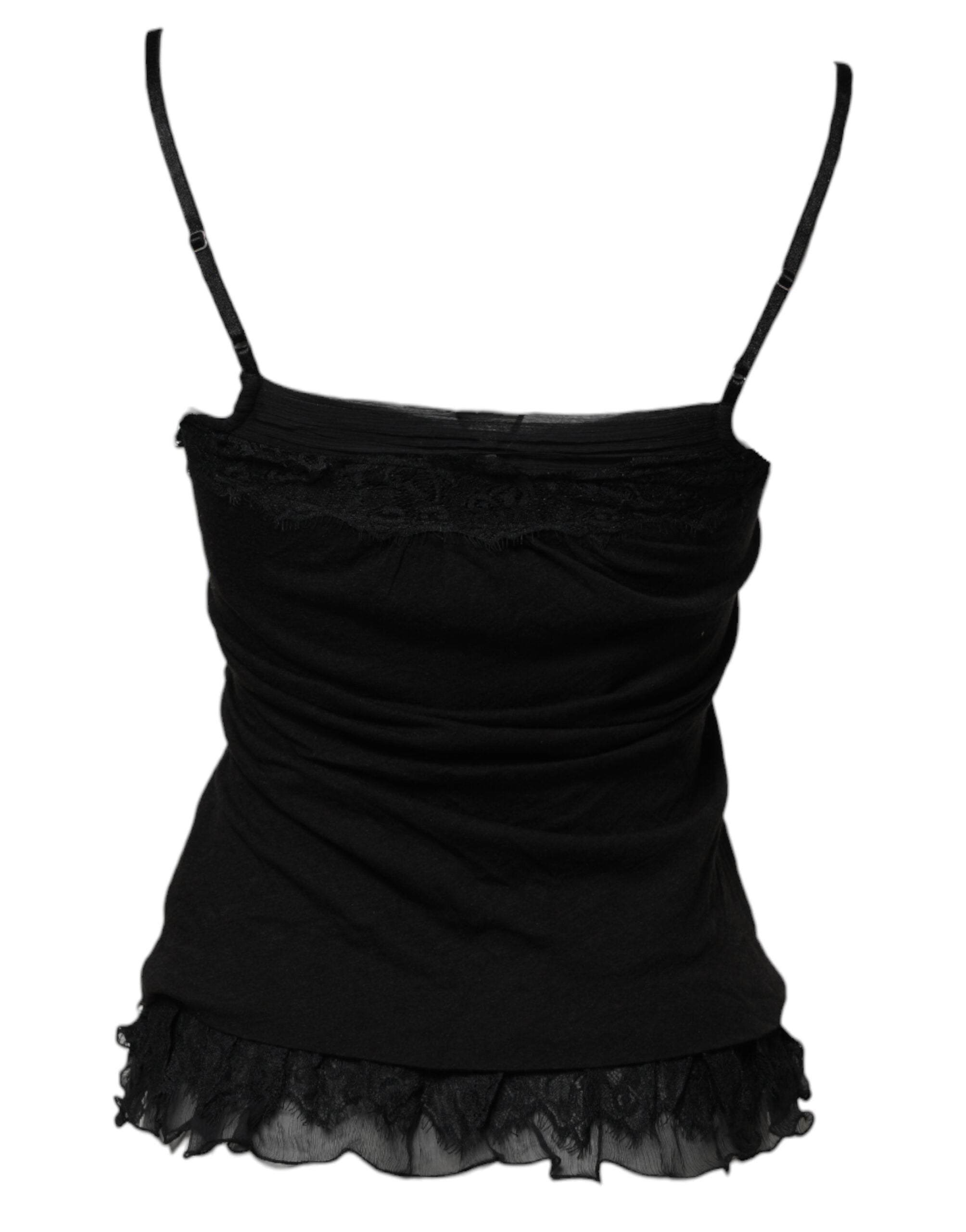 Black Wool Sleeveless Square Neck Tank Top - ventzia