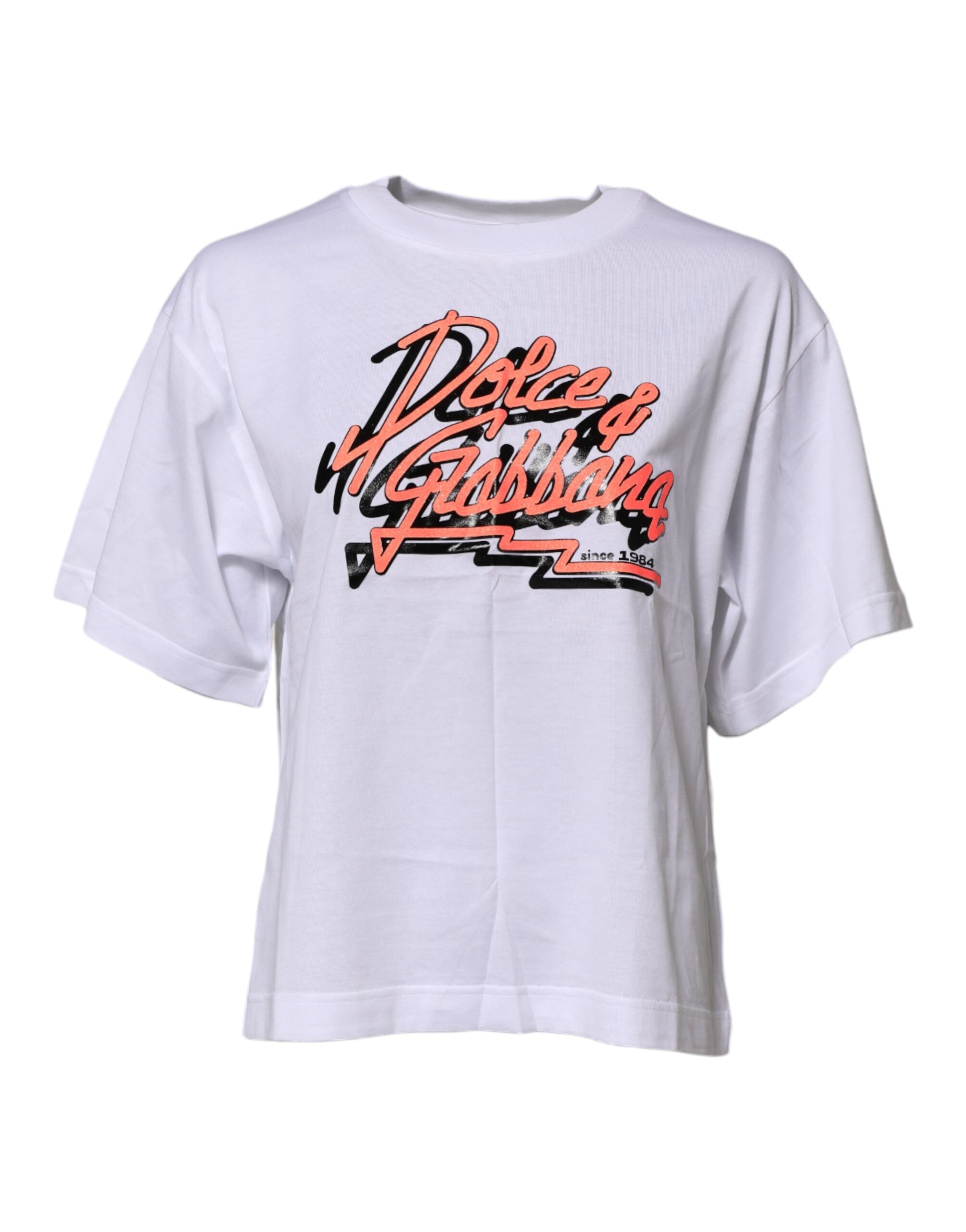 White Cotton Graphic Print Crew Neck T-shirt - ventzia