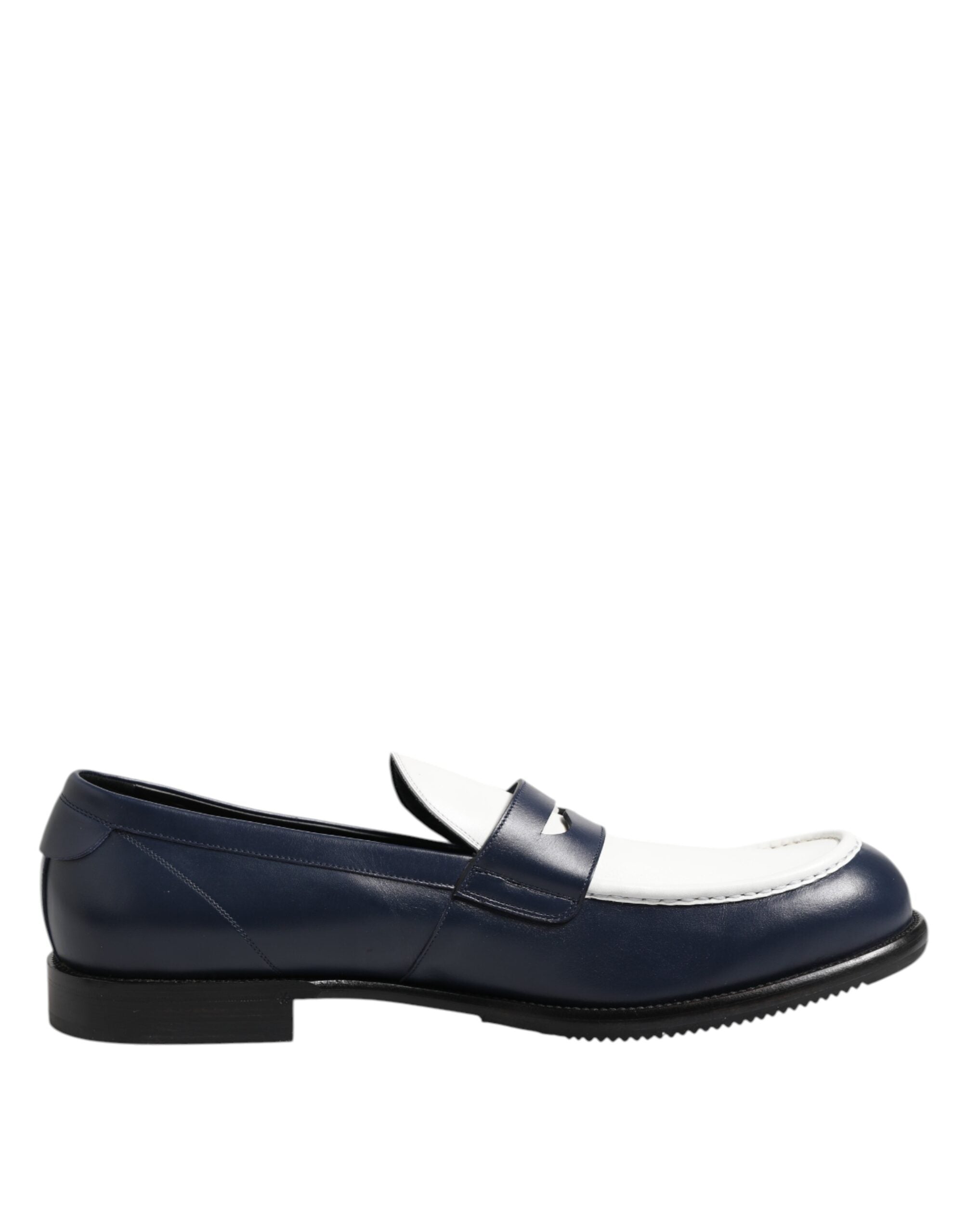 Black White Leather Slip On Loafers Men Dress Shoes - ventzia
