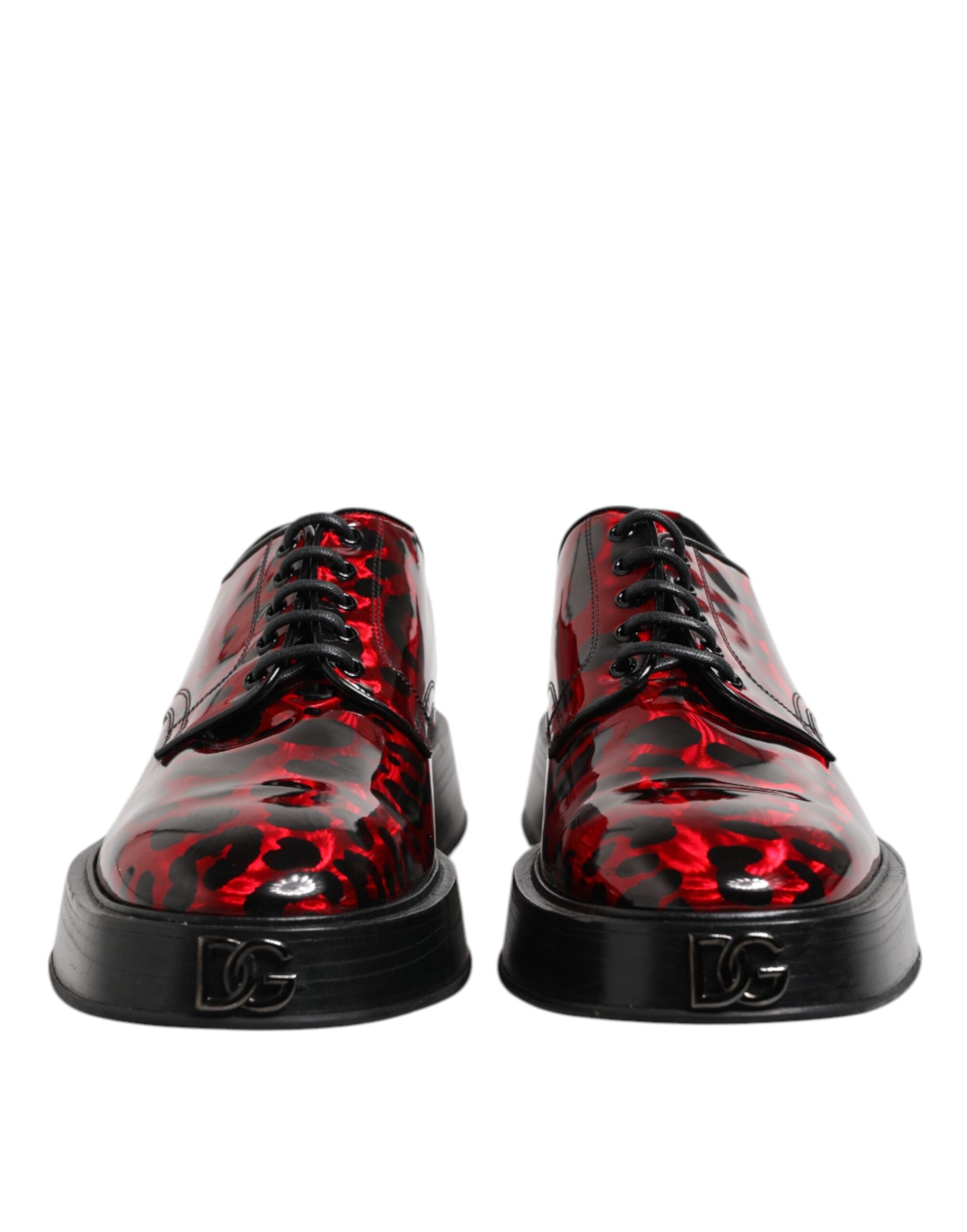Red Leopard Derby Formal Men Dress Shoes - ventzia