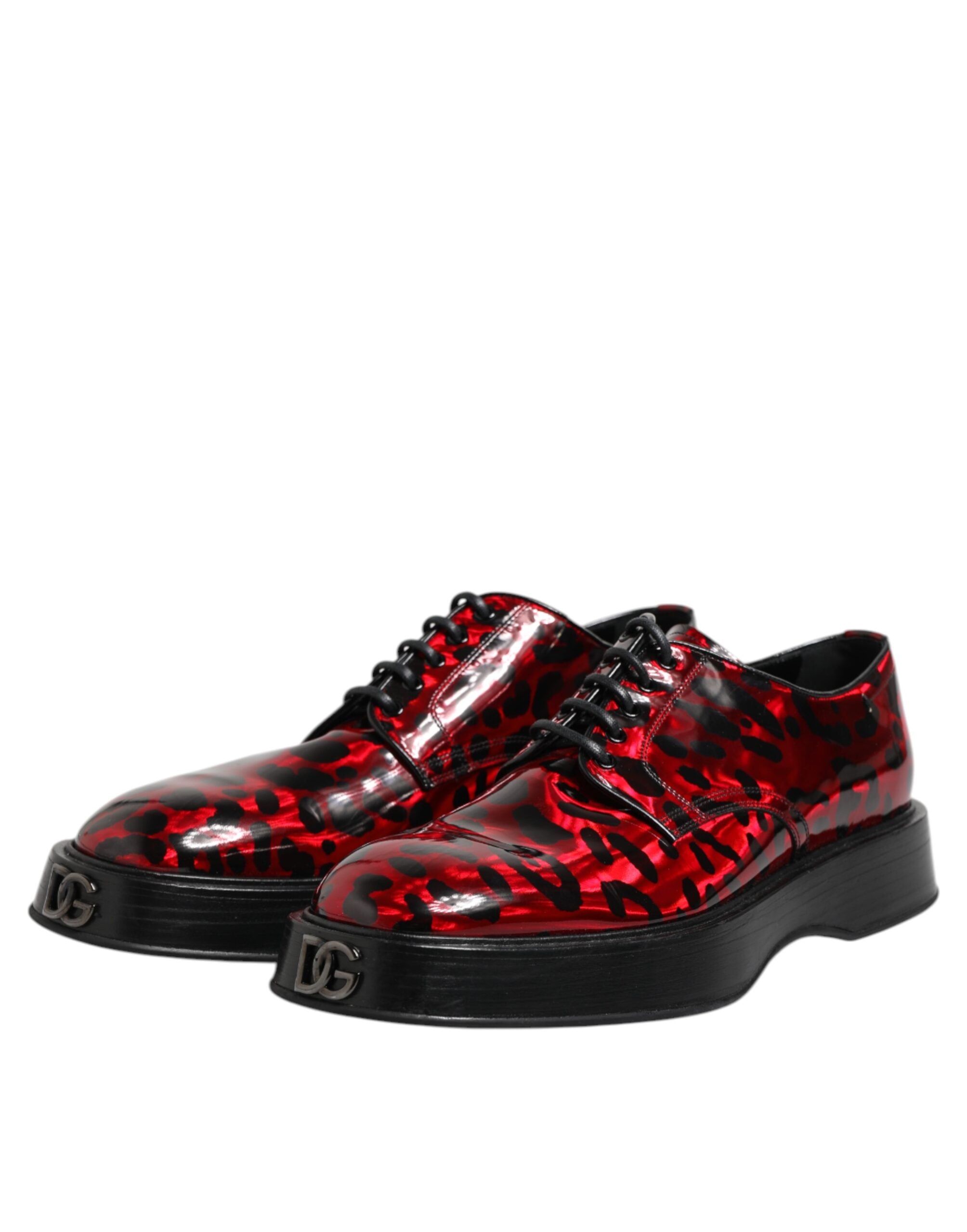 Red Leopard Derby Formal Men Dress Shoes - ventzia