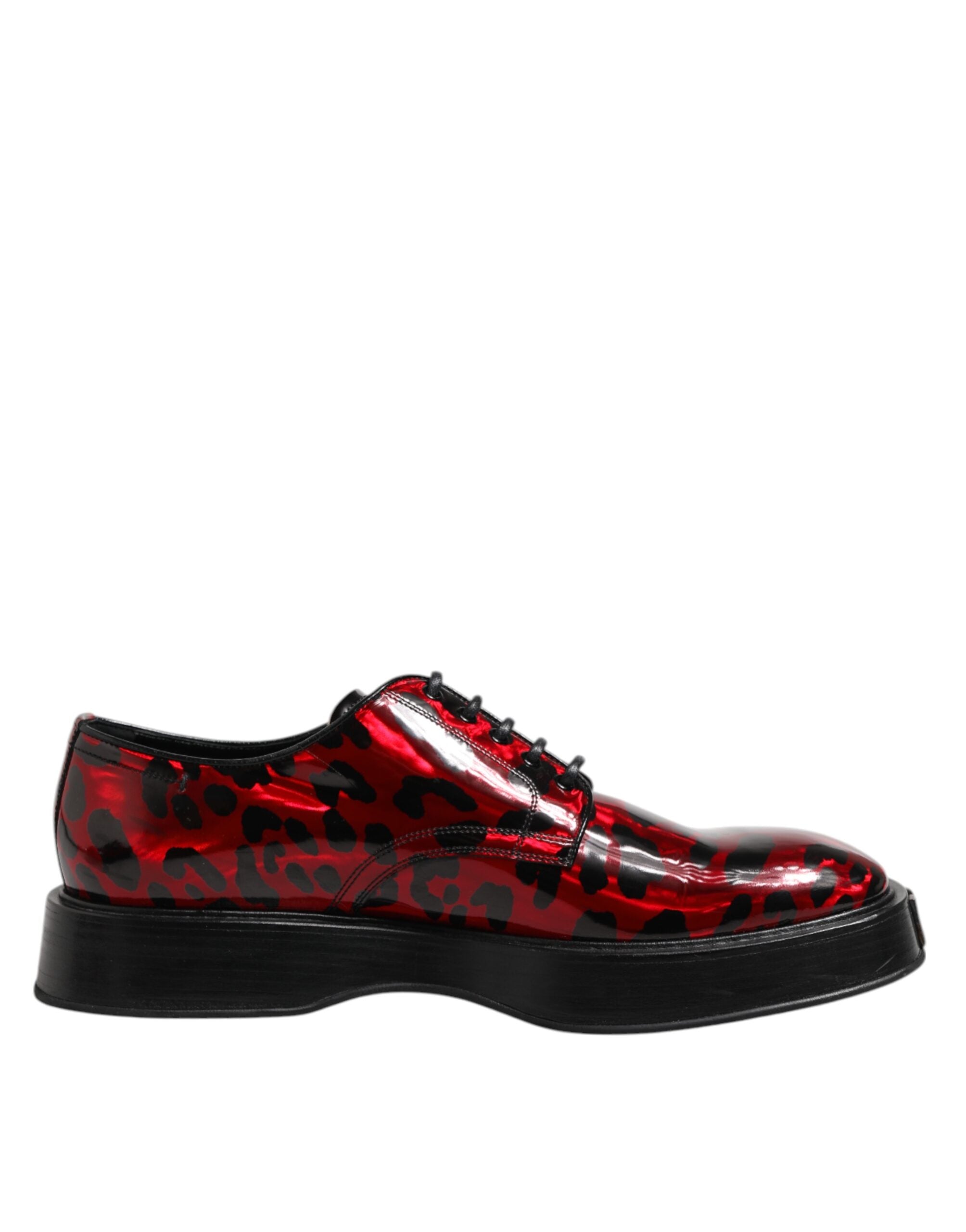 Red Leopard Derby Formal Men Dress Shoes - ventzia