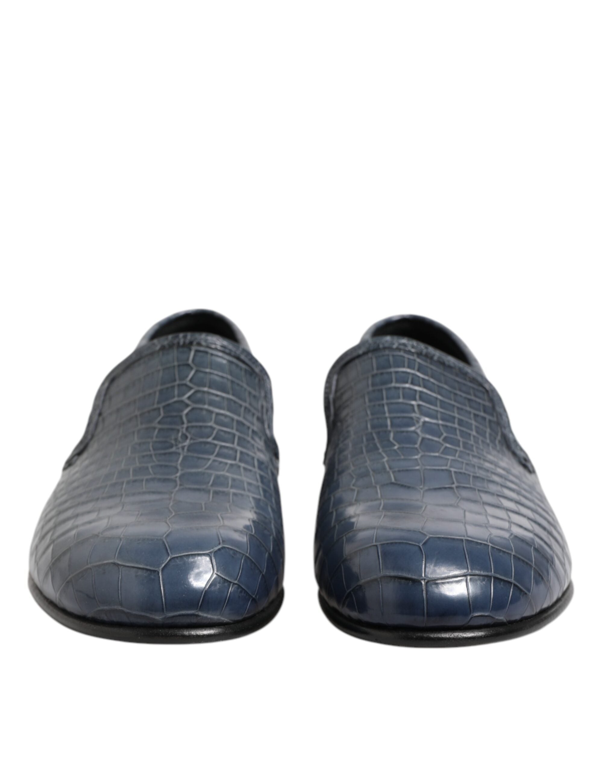 Blue Exotic Leather Slip On Loafers Men Dress Shoes - ventzia