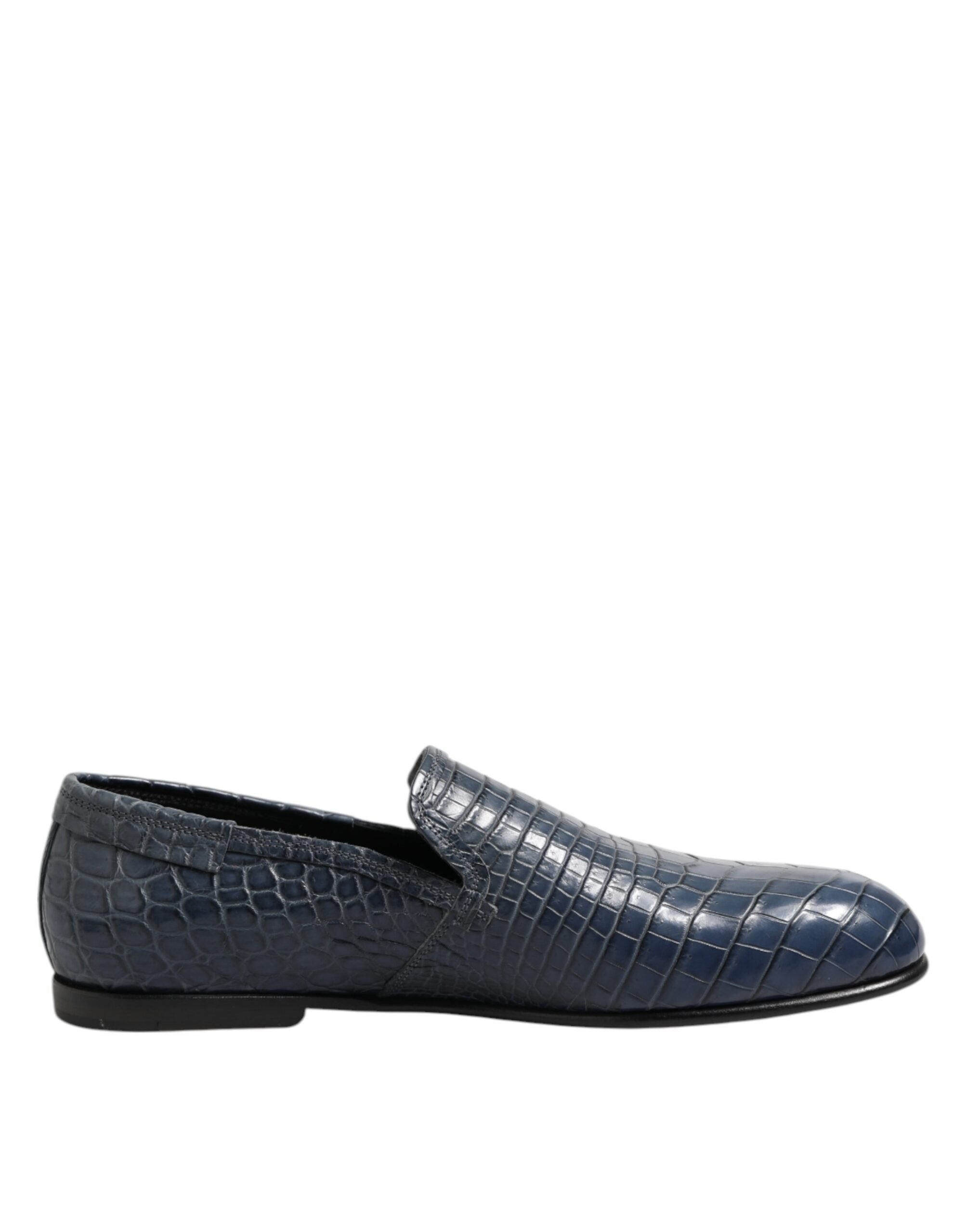 Blue Exotic Leather Slip On Loafers Men Dress Shoes - ventzia