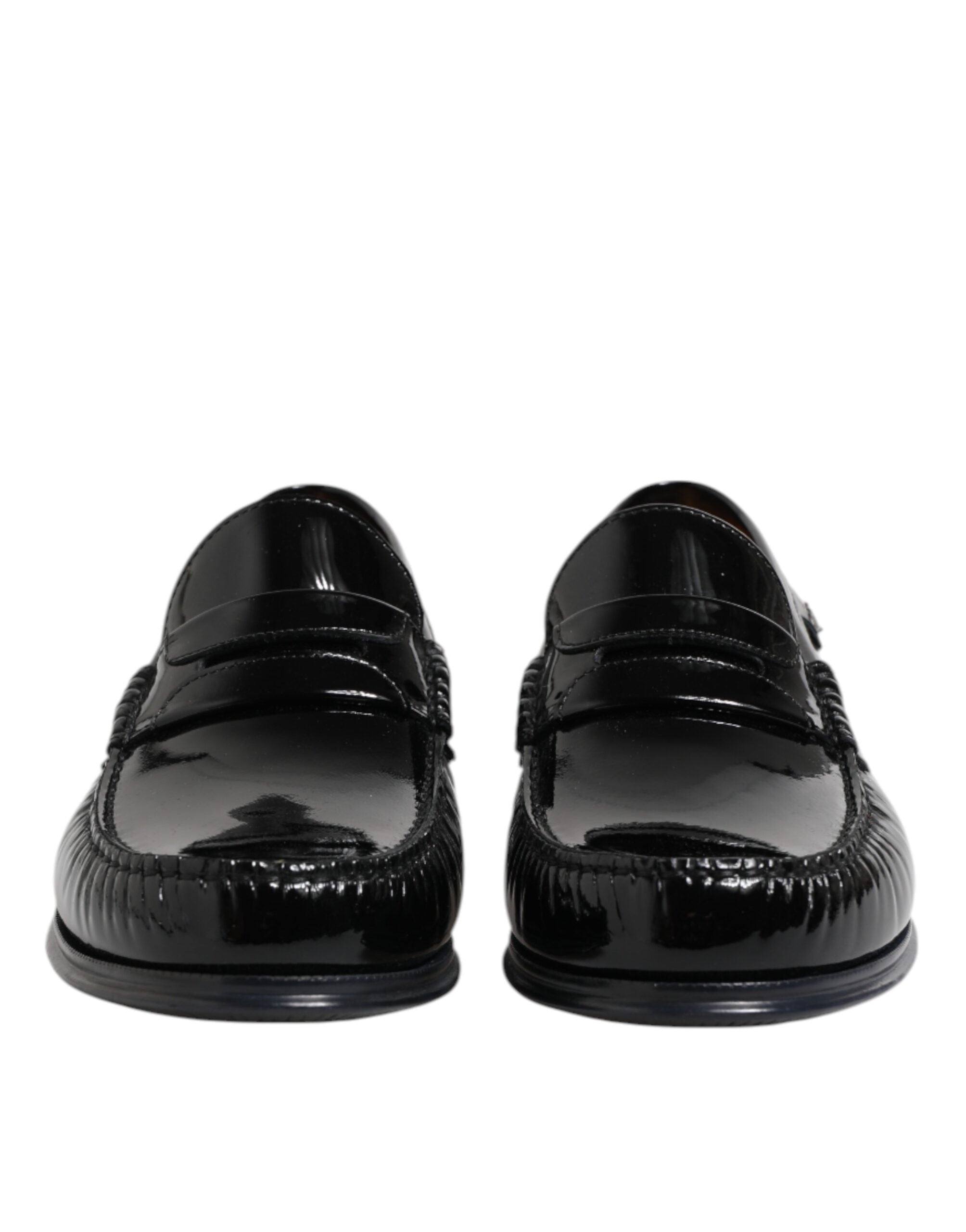 Black Leather Slip On Loafers Dress Shoes - ventzia