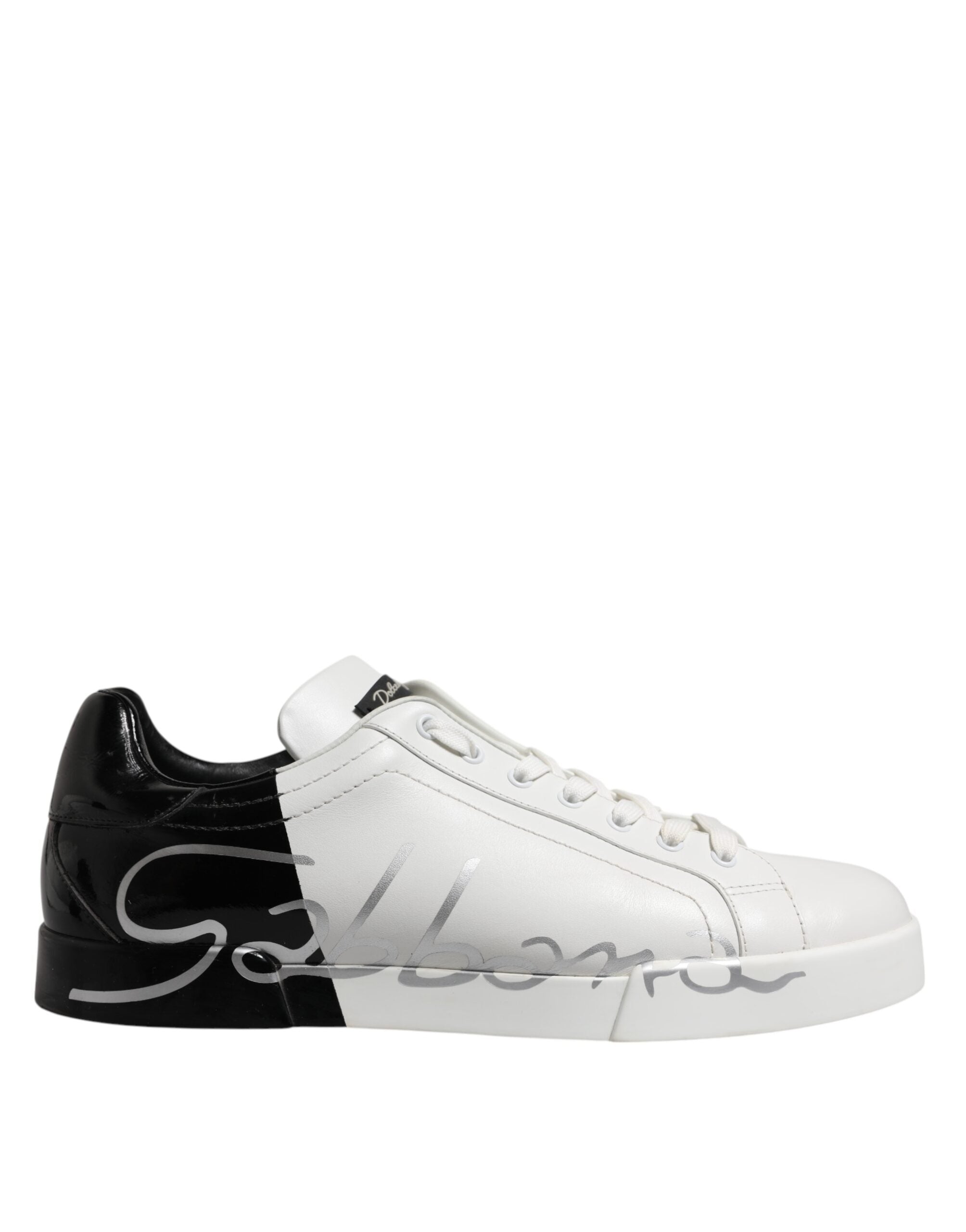 White Black Logo Low Top Leather Sneakers Shoes - ventzia