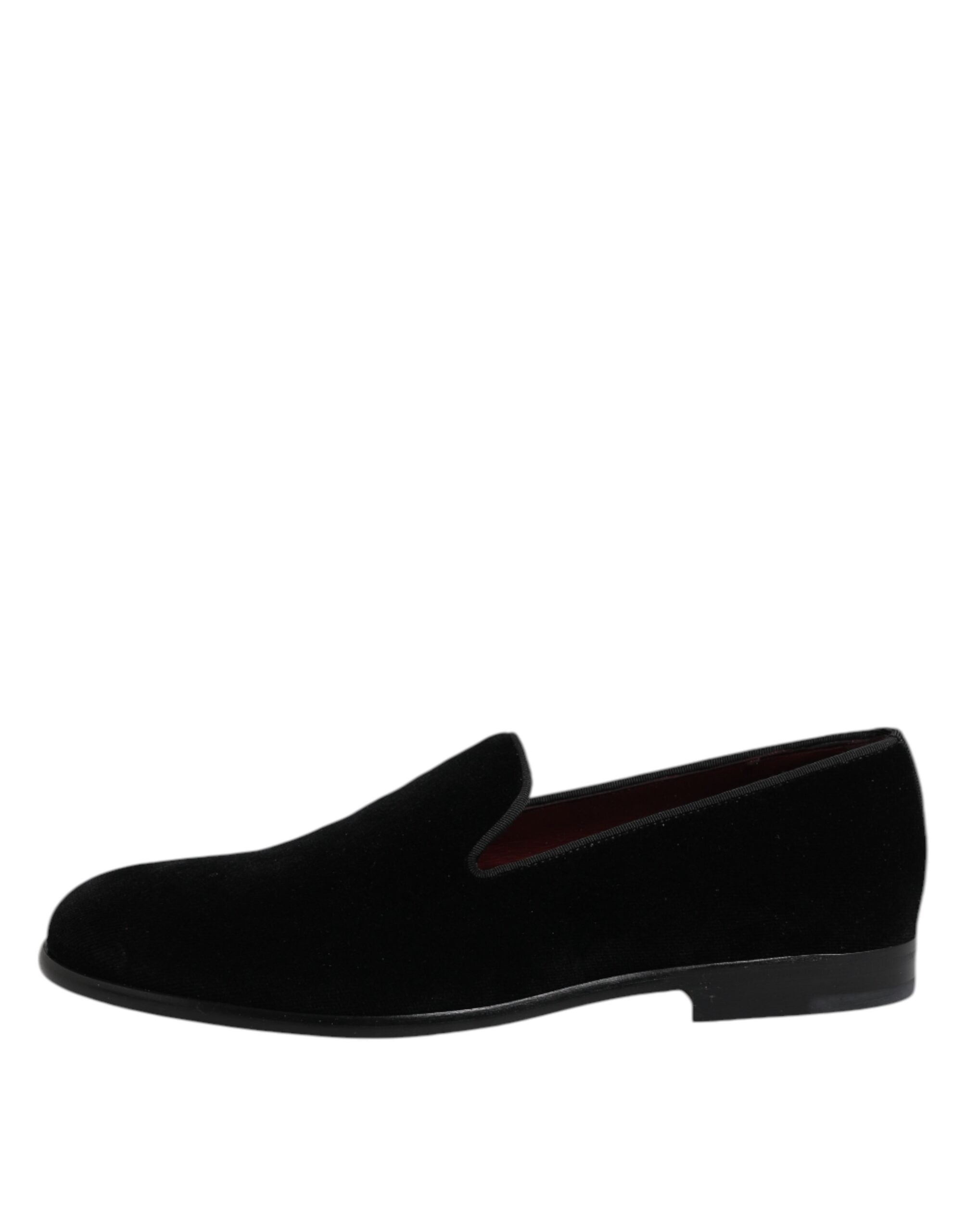 Black Velvet Slip On Loafers Formal Shoes - ventzia