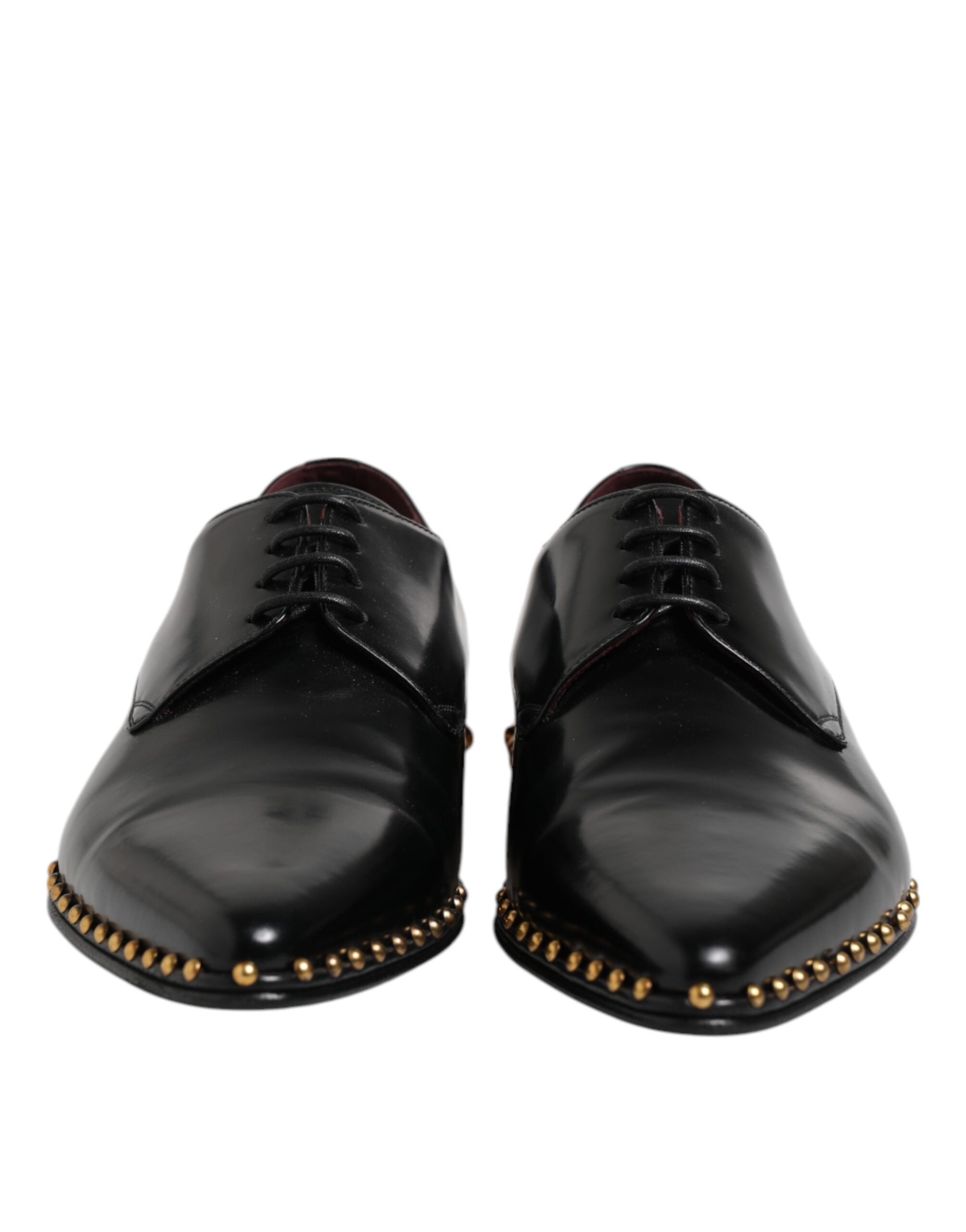 Black Leather Studded Derby Men Dress Shoes - ventzia