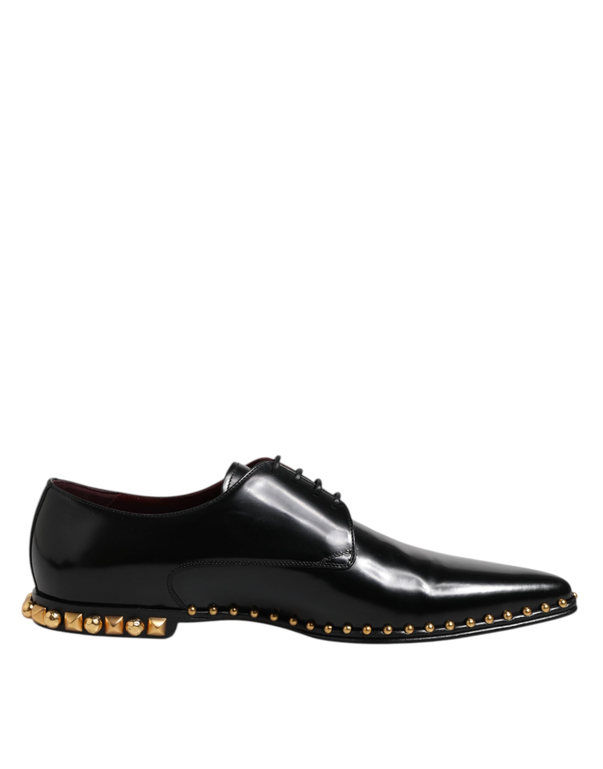 Black Leather Studded Derby Men Dress Shoes - ventzia