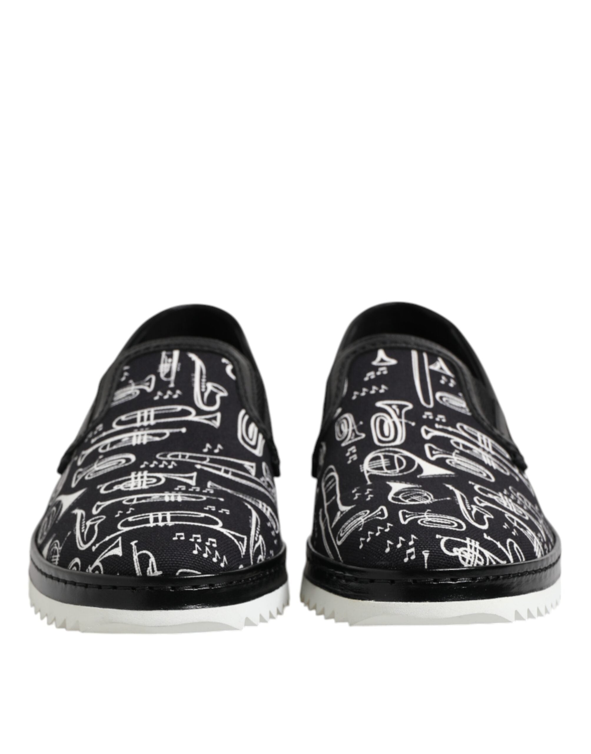 Black Slip On Printed Men Loafers Shoes - ventzia