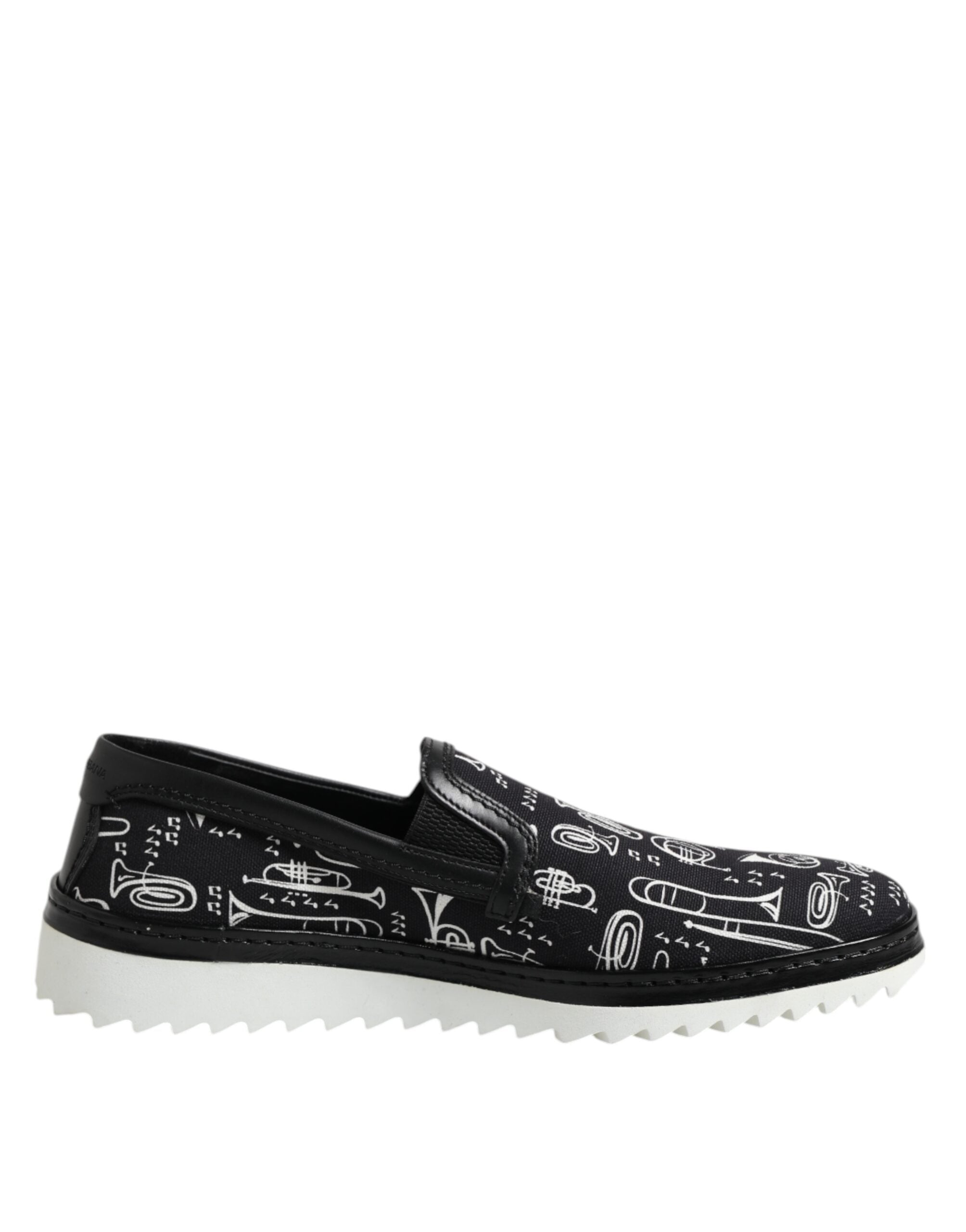 Black Slip On Printed Men Loafers Shoes - ventzia