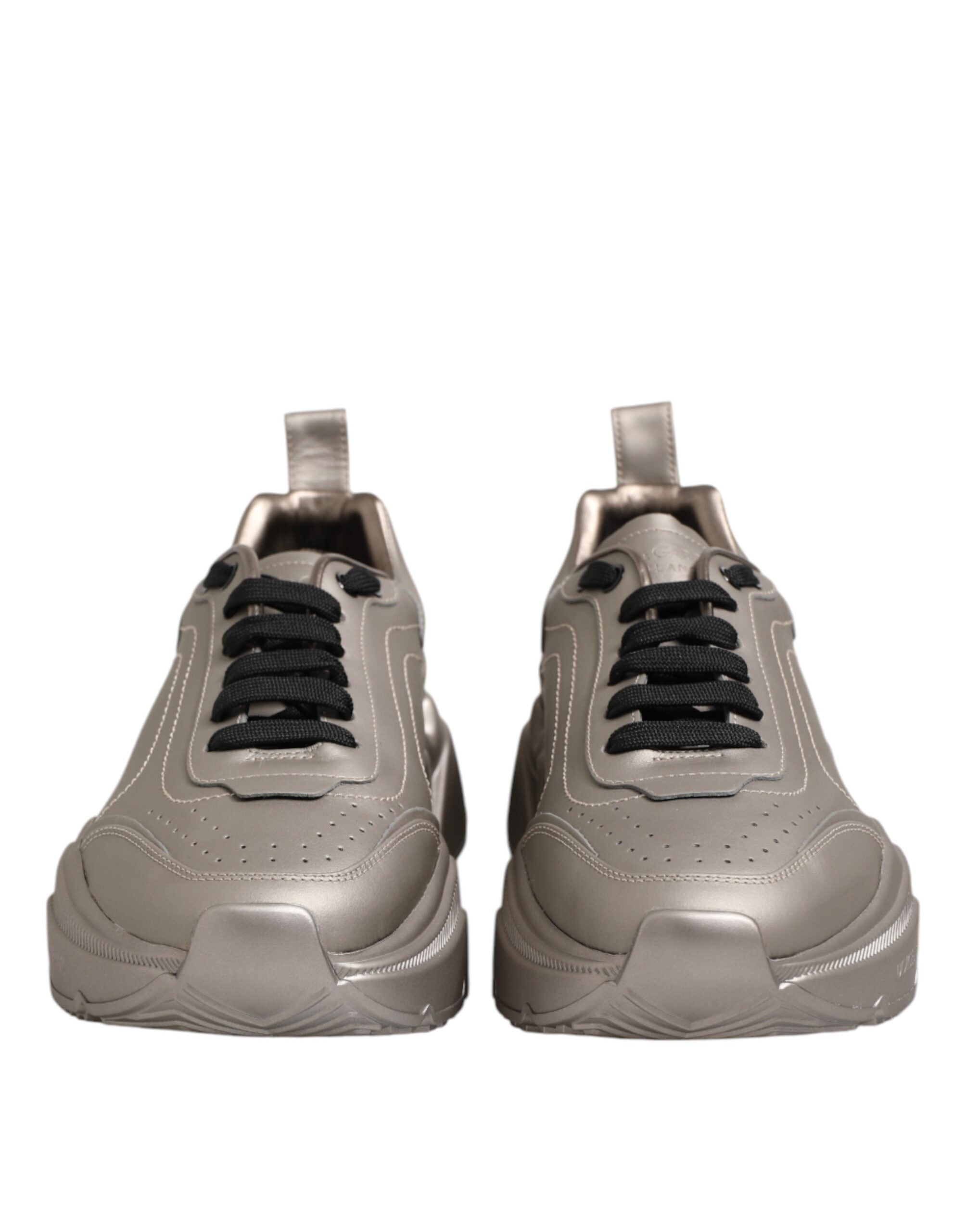 Silver DAYMASTER Leather Men Sneakers Shoes - ventzia