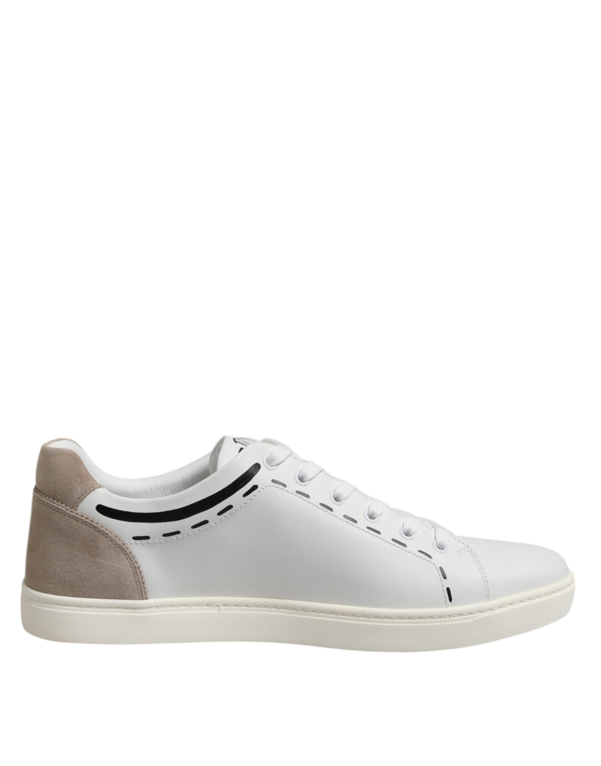 White Leather MILANO Low Top Sneakers Shoes - ventzia